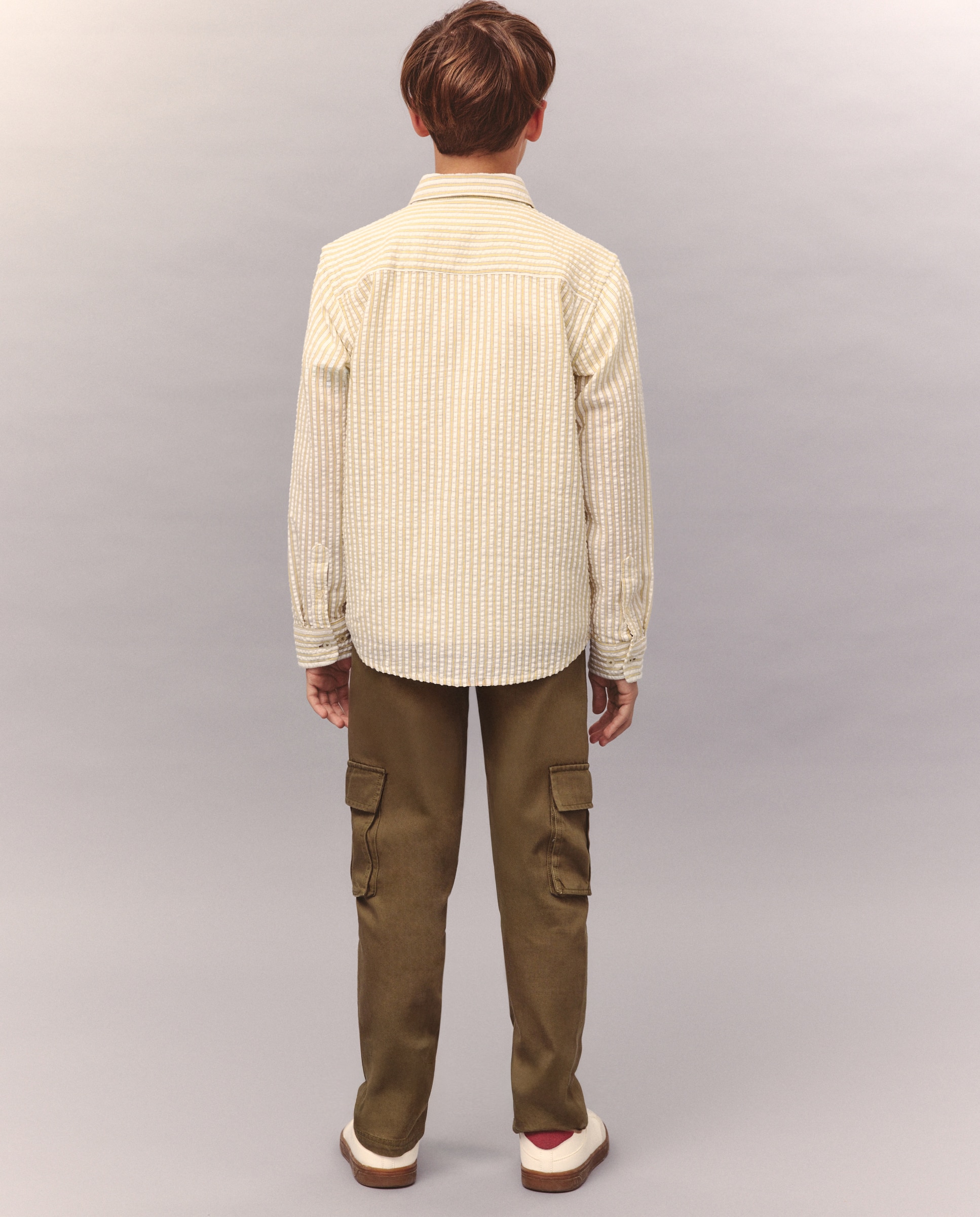 Camisa manga larga raya seersucker de niño - Kids El Corte Inglés - Verde Verde-3