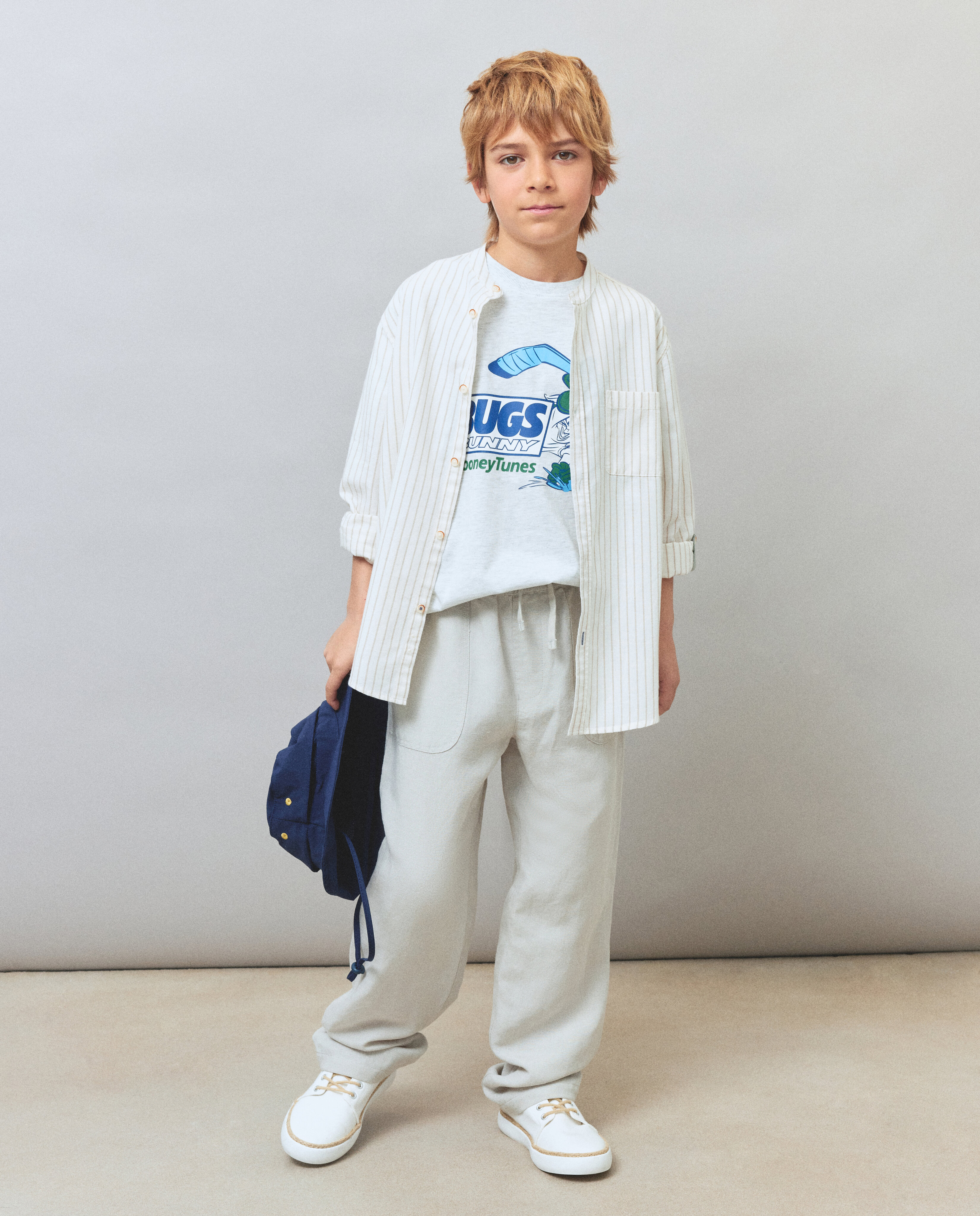 Camisa às Riscas com Gola à Padre Kids El Corte Inglés Castanho-1
