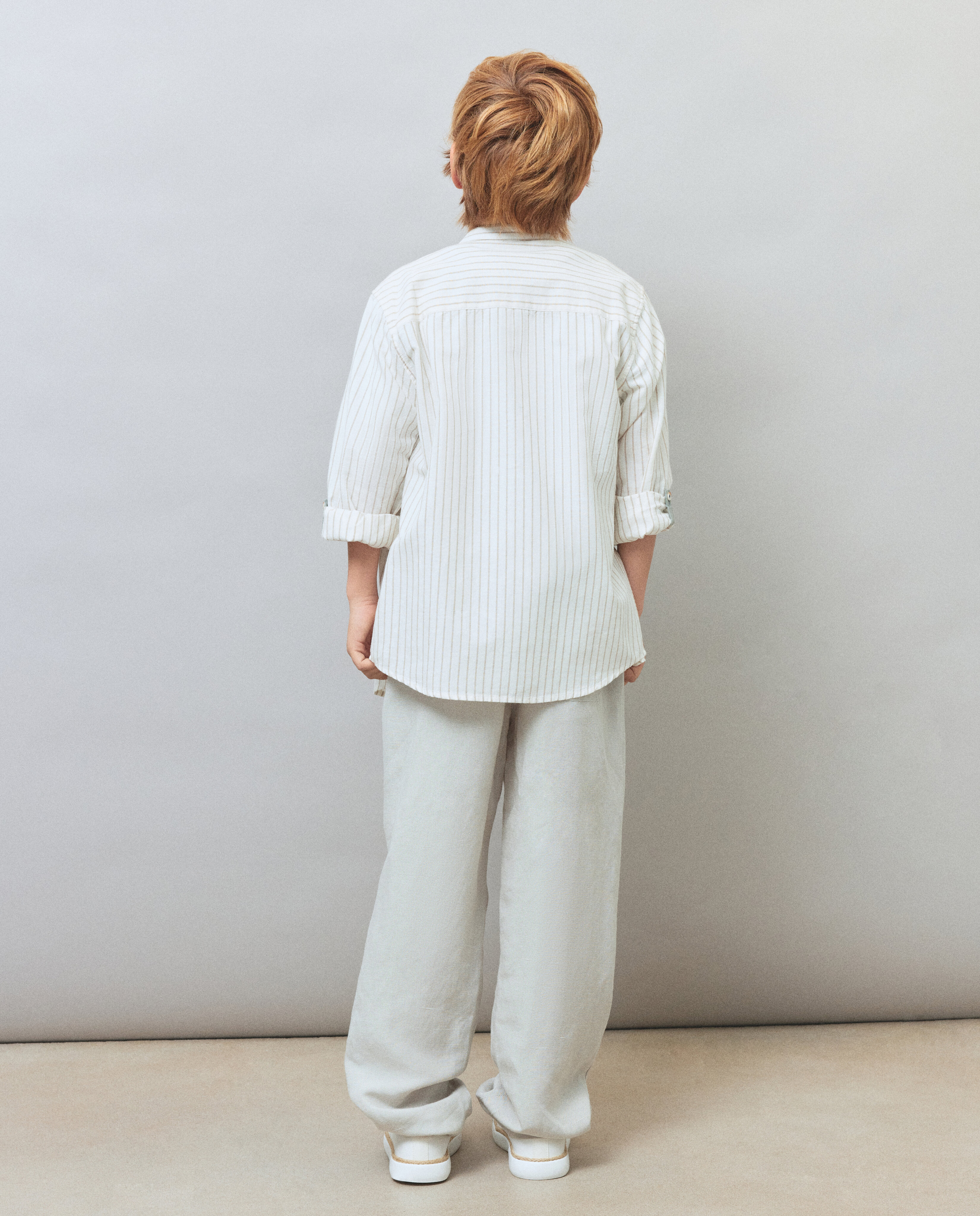 Camisa às Riscas com Gola à Padre Kids El Corte Inglés Castanho-3