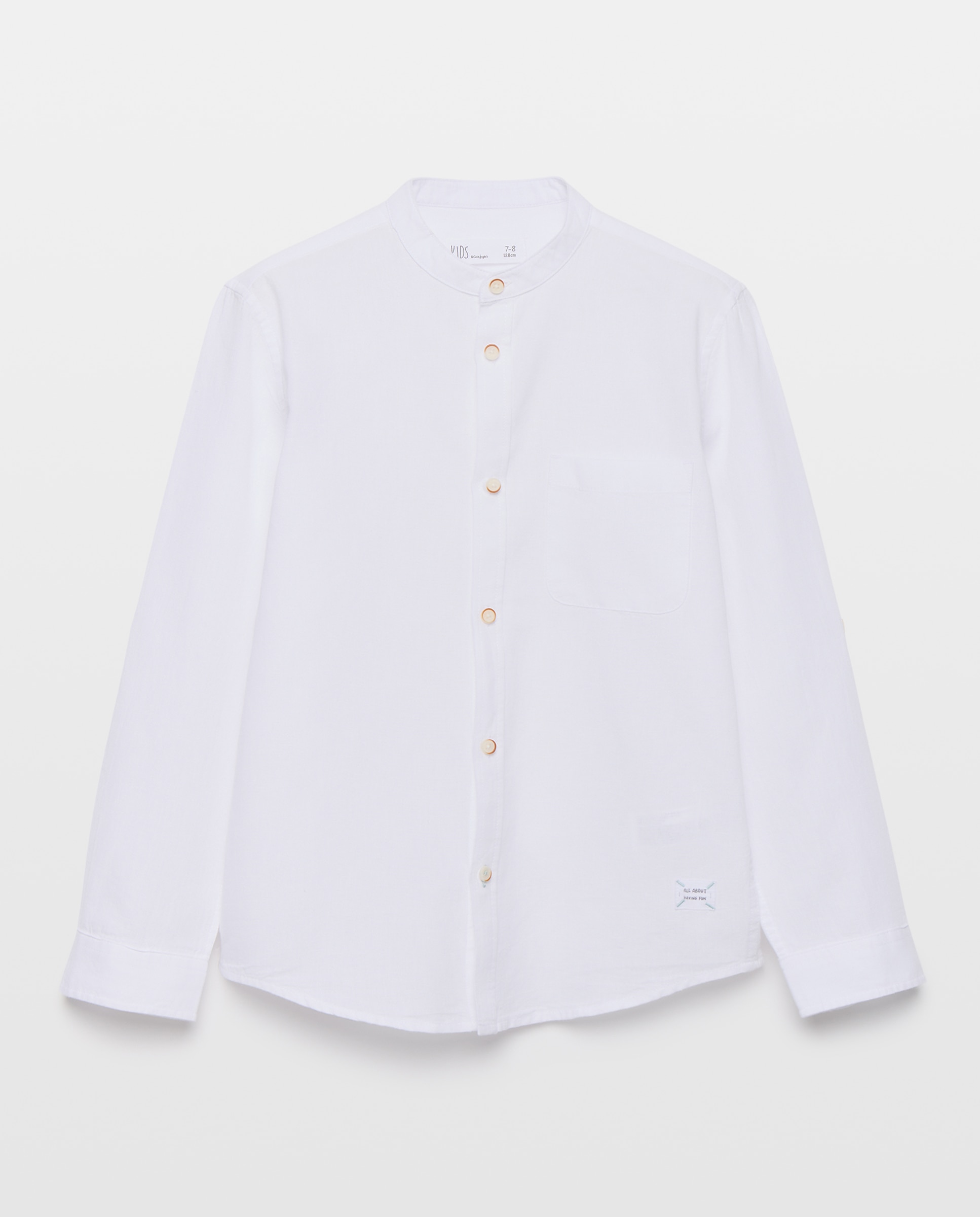Camisa Lisa com Gola à Padre Branco-5
