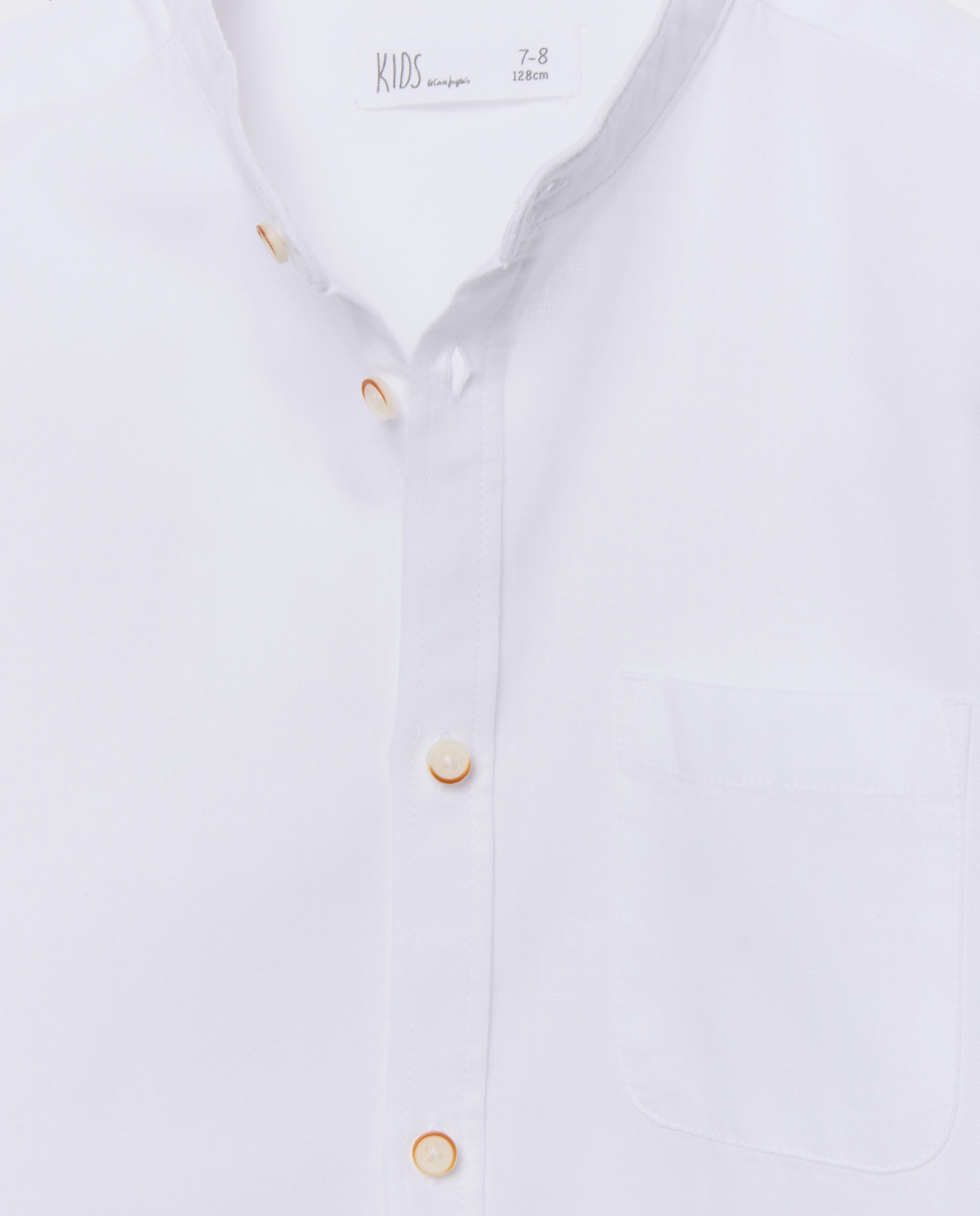 Camisa Lisa com Gola à Padre Branco-6