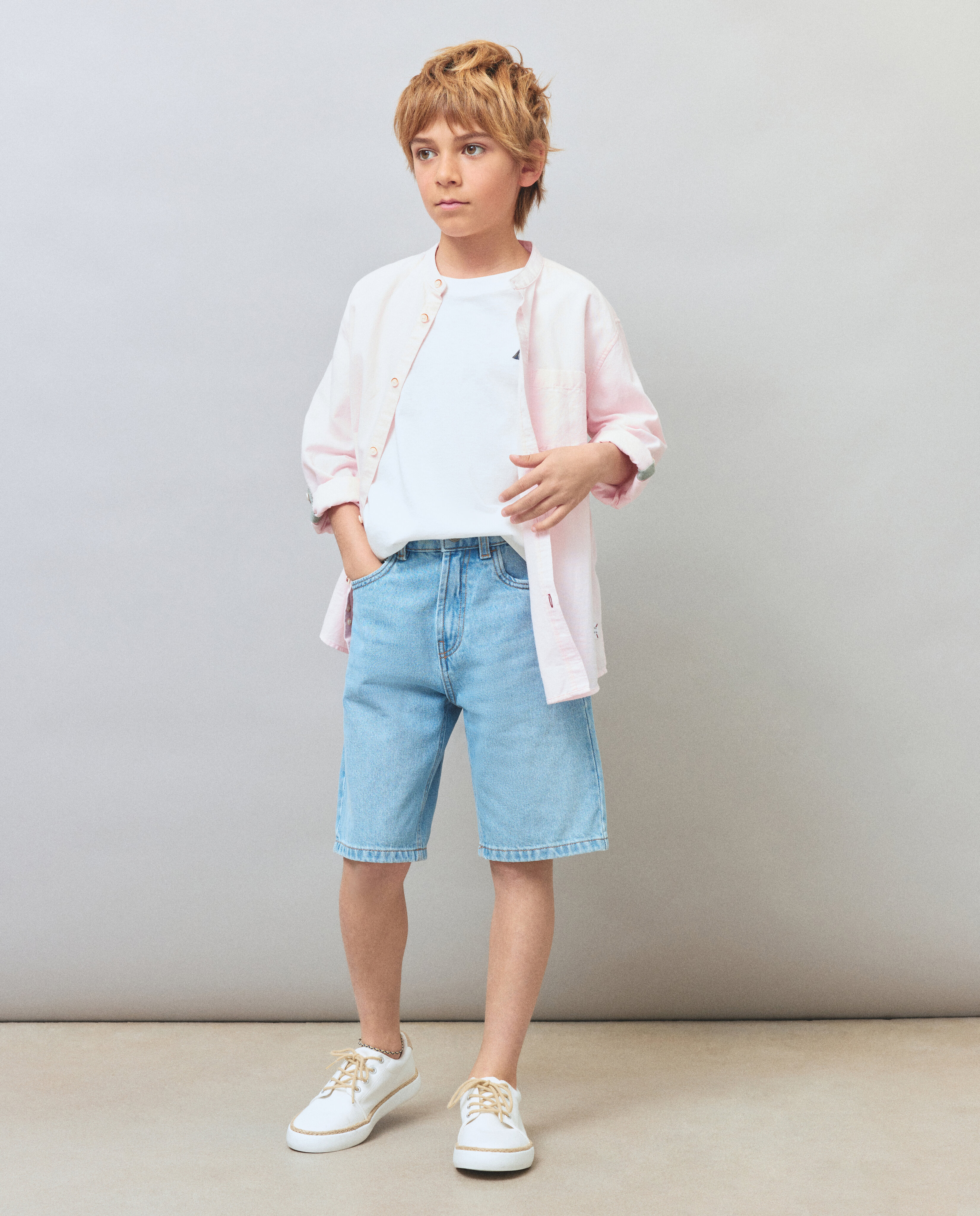 Camisa Lisa com Gola à Padre Kids El Corte Inglés 200 Rosa-2