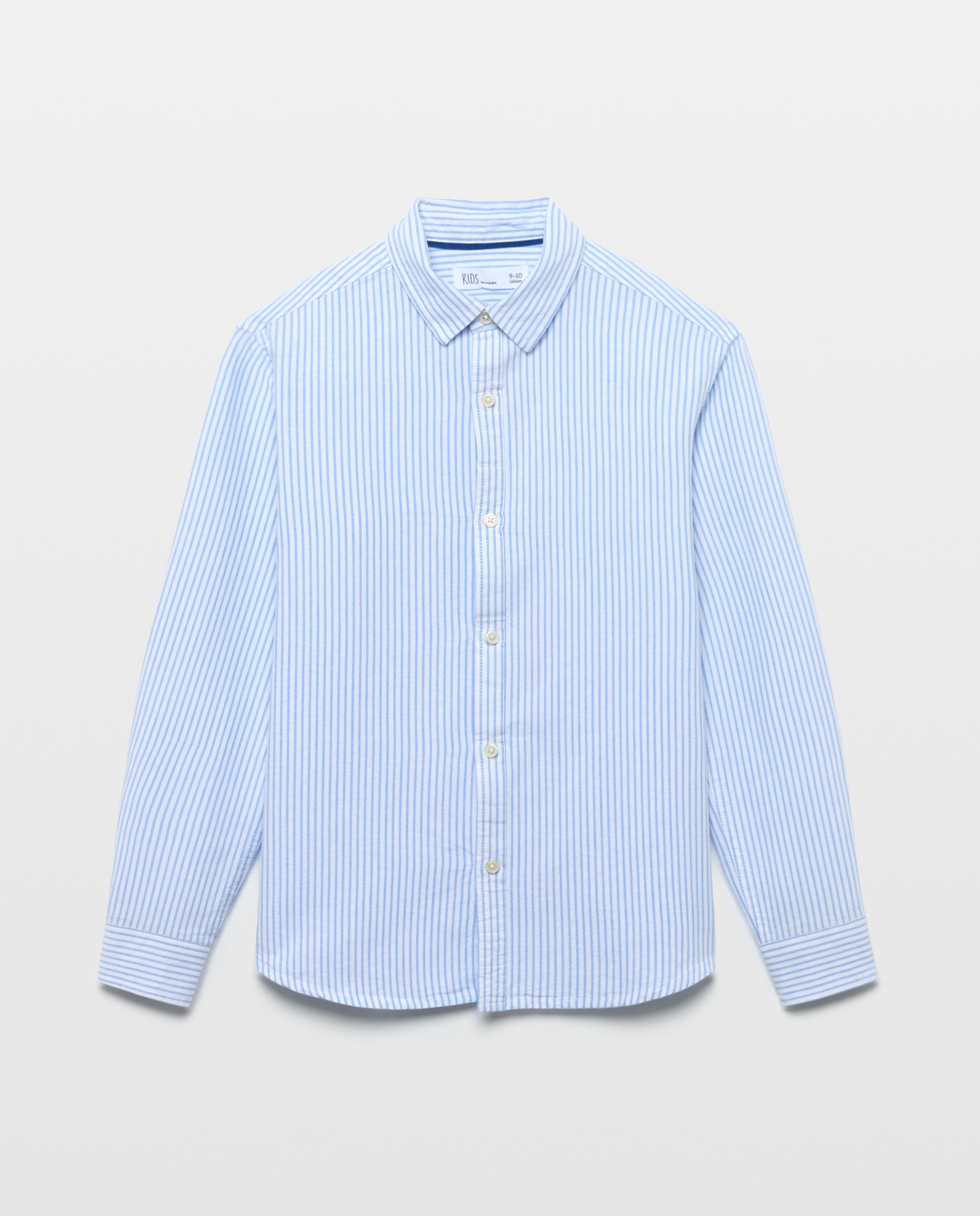 Camisa Oxford de Criança, às Riscas com Manga Comprida Azul-4