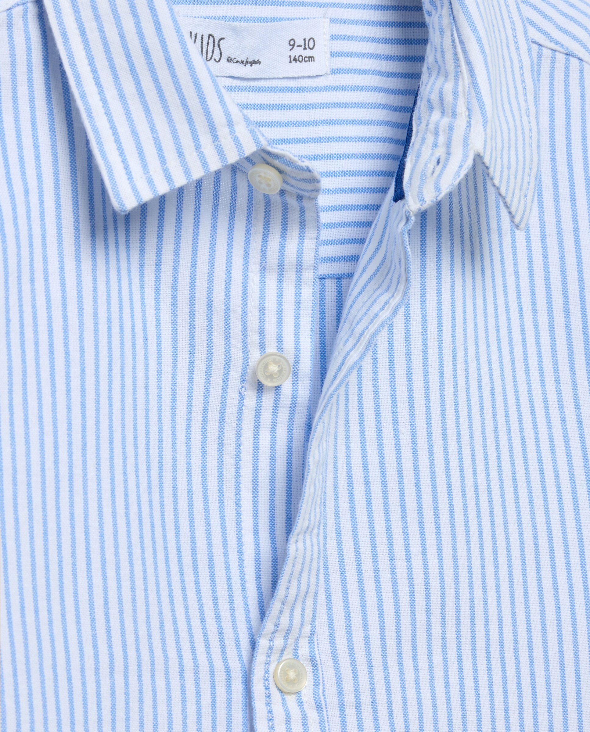 Camisa Oxford de Criança, às Riscas com Manga Comprida Azul-5