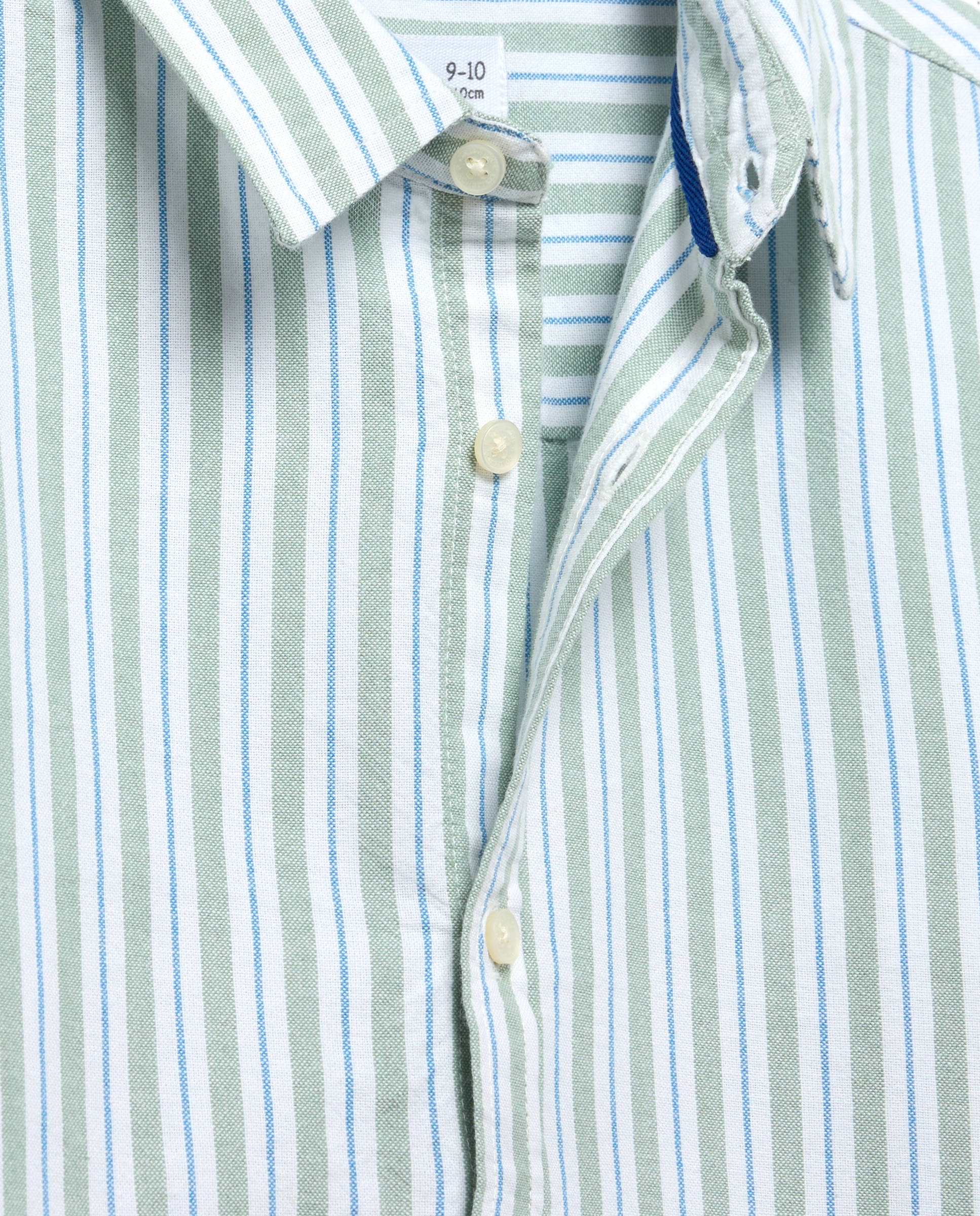 Camisa Oxford de Criança, às Riscas com Manga Comprida Verde-5