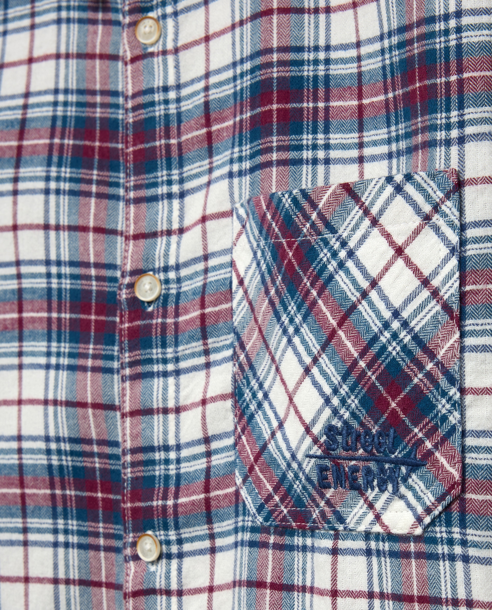 Camisa aos Quadrados de Criança em Flanela e com Manga Comprida Vermelho-5