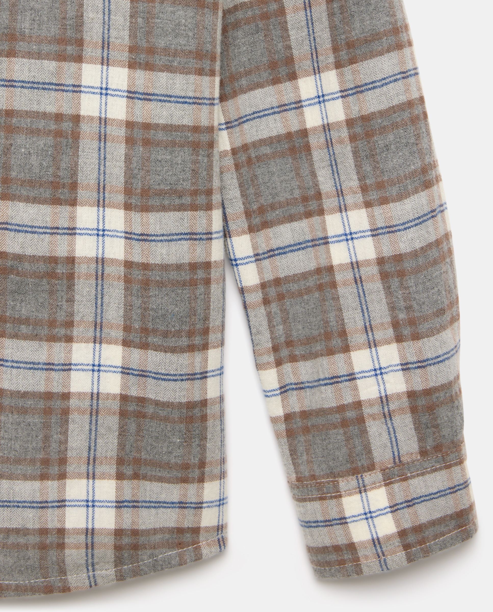 Camisa aos Quadrados de Criança em Flanela e com Manga Comprida Castanho-5