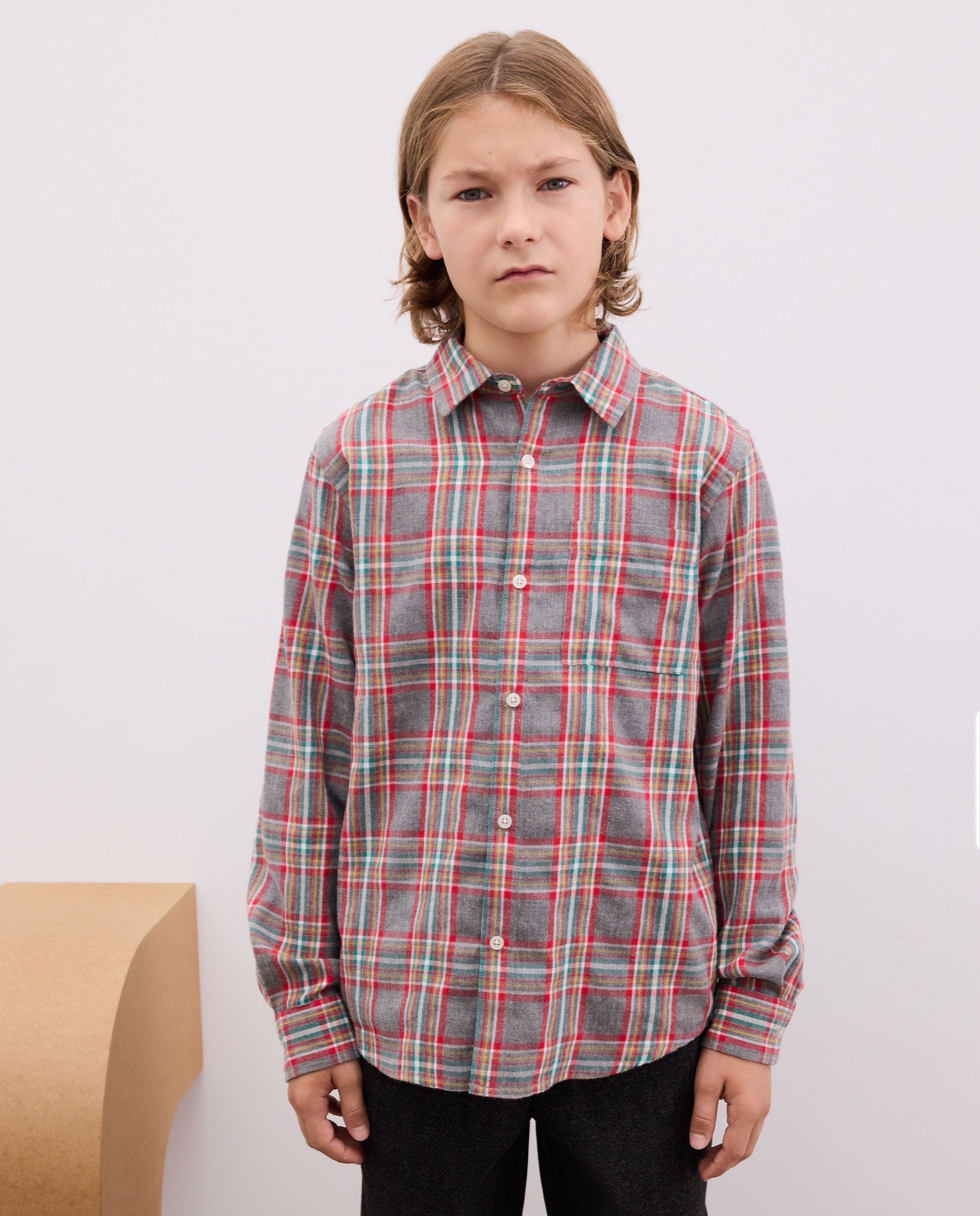 Camisa manga larga cuadro viyela pajarita de niño - Kids El Corte Inglés - Negro Negro-1