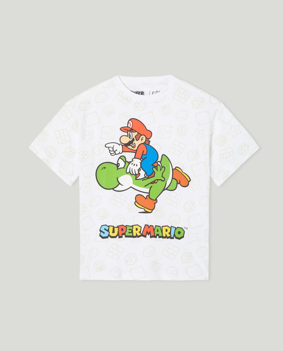 T-shirt Licença Mario Bros com Manga Curta Branco-4