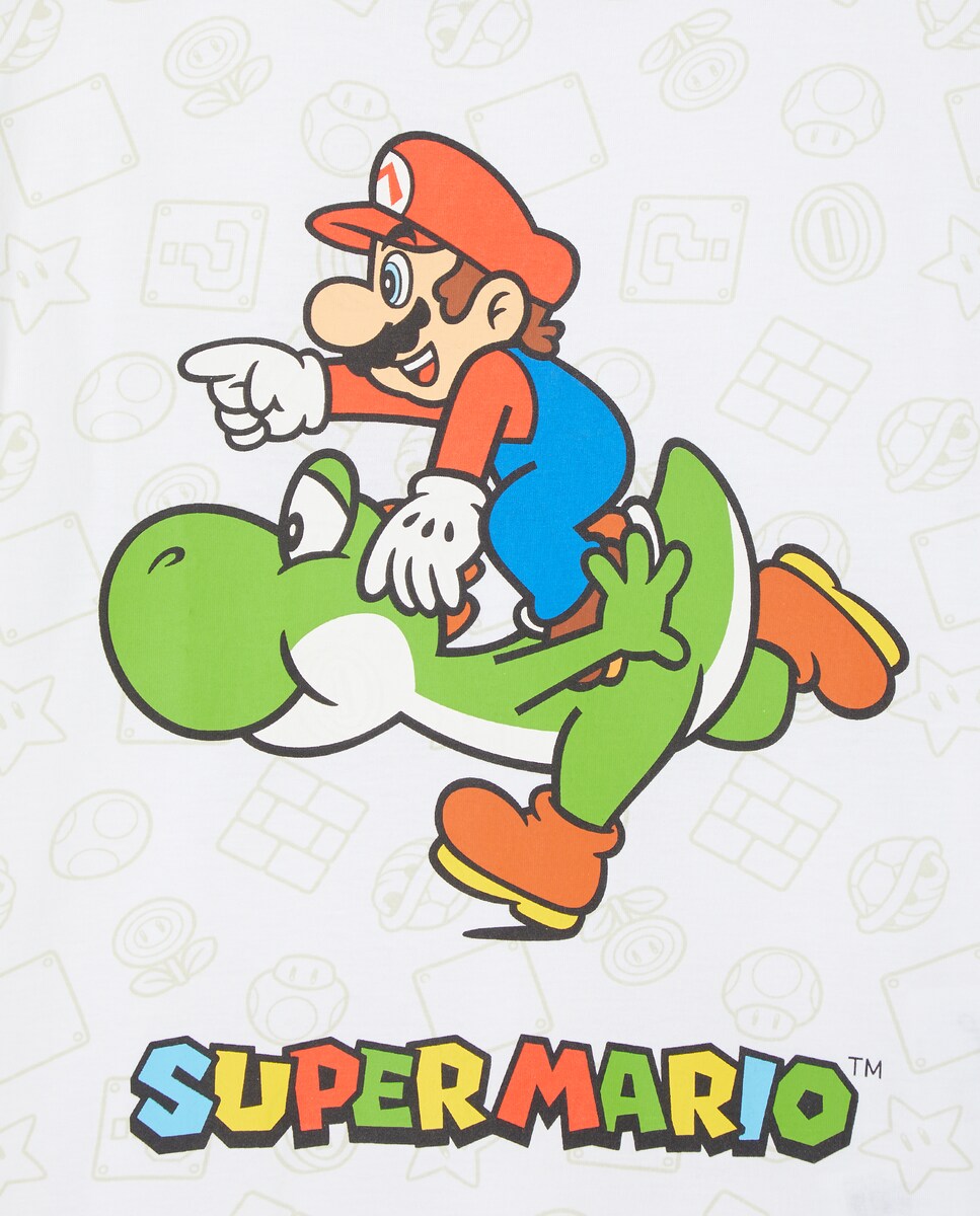 T-shirt Licença Mario Bros com Manga Curta Branco-5