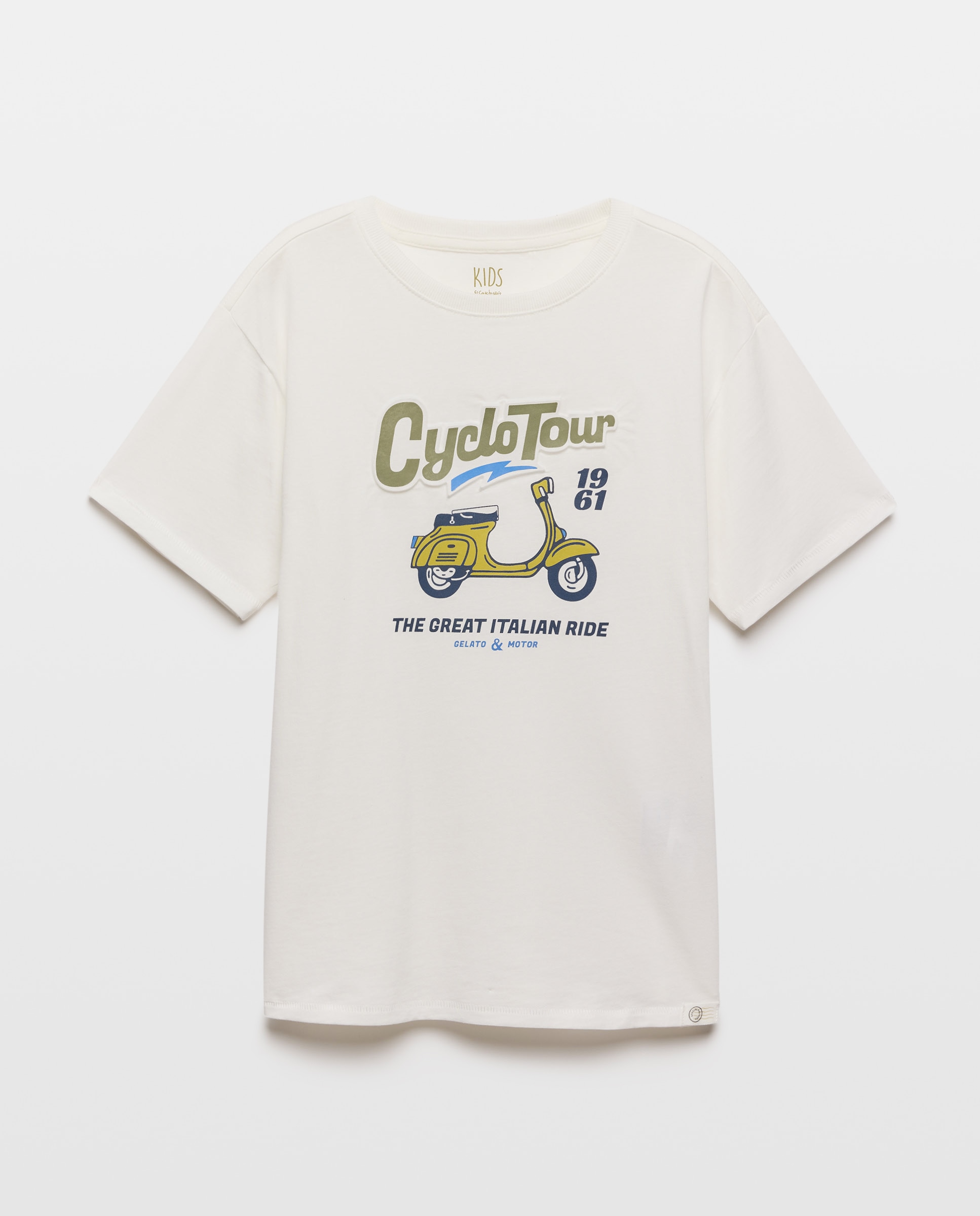T-shirt de Manga Curta Embossed Print Branco-4