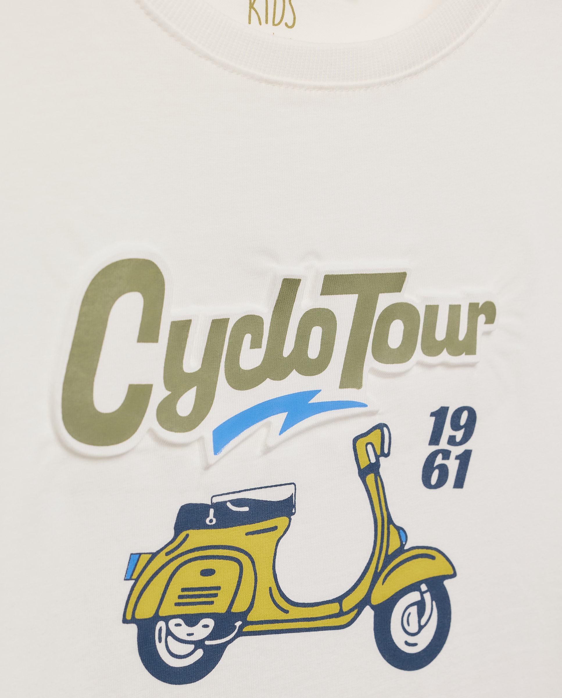 T-shirt de Manga Curta Embossed Print Branco-5