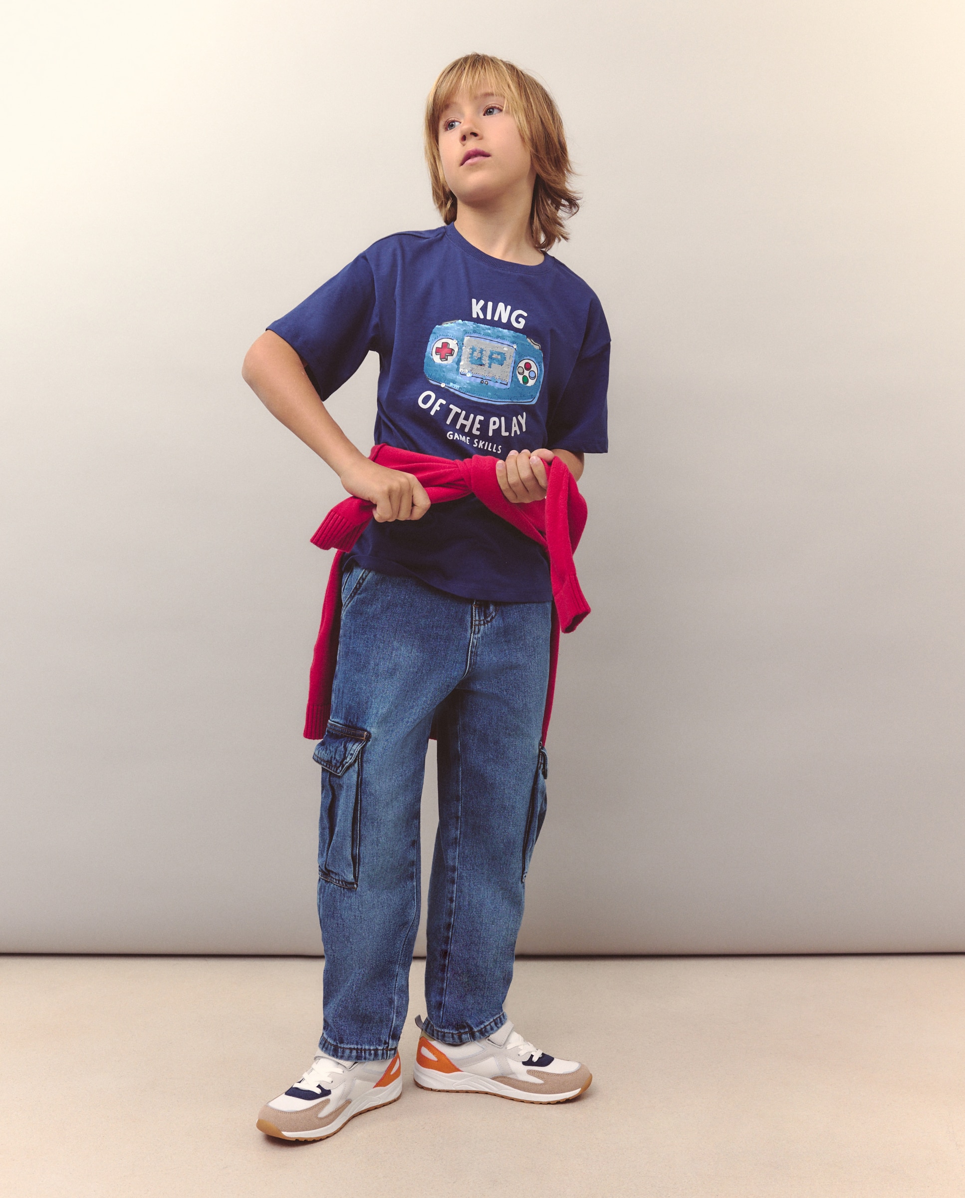 T-shirt de Manga Curta com Lantejoulas Kids El Corte Inglés Azul-2