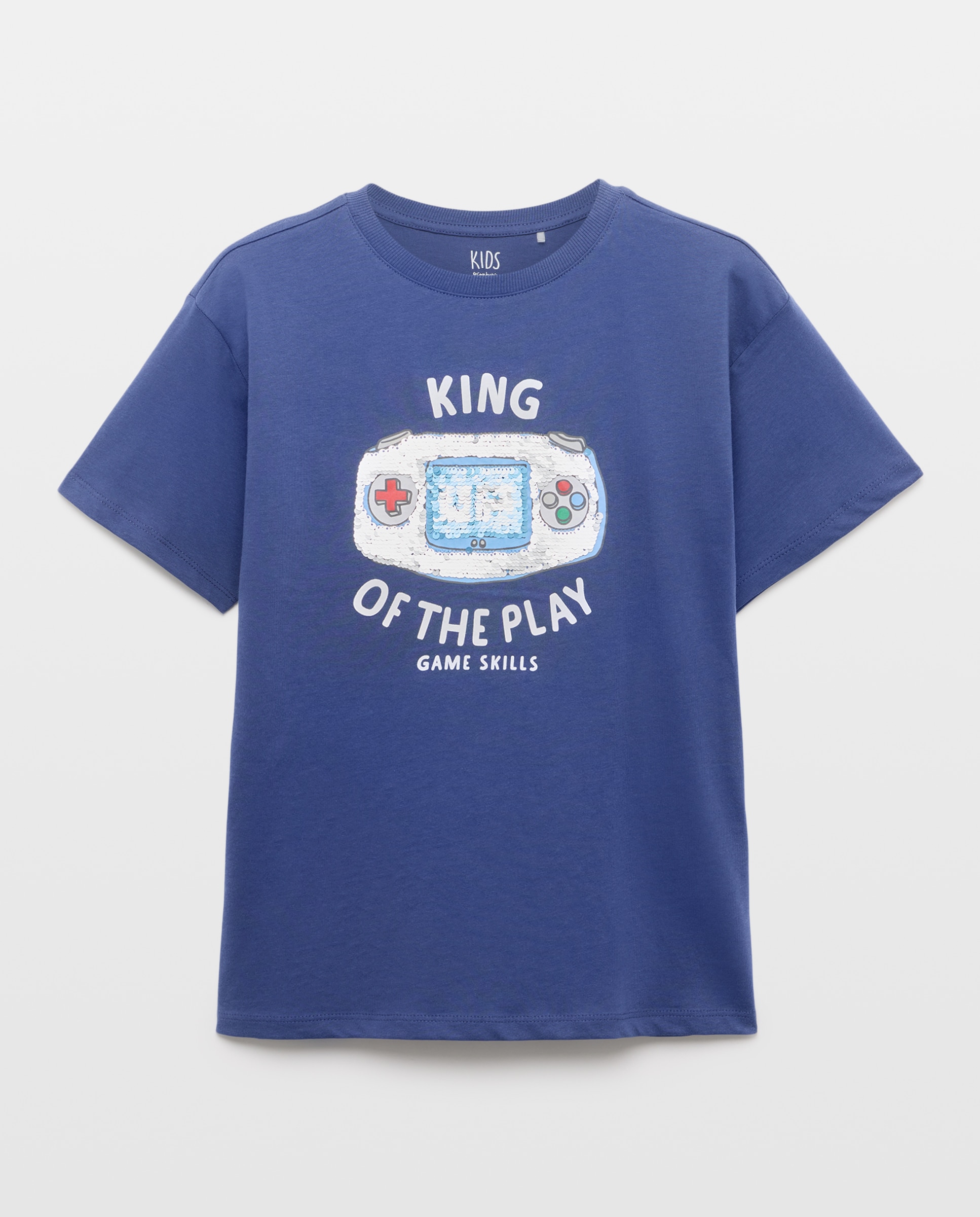 T-shirt de Manga Curta com Lantejoulas Kids El Corte Inglés Azul-4