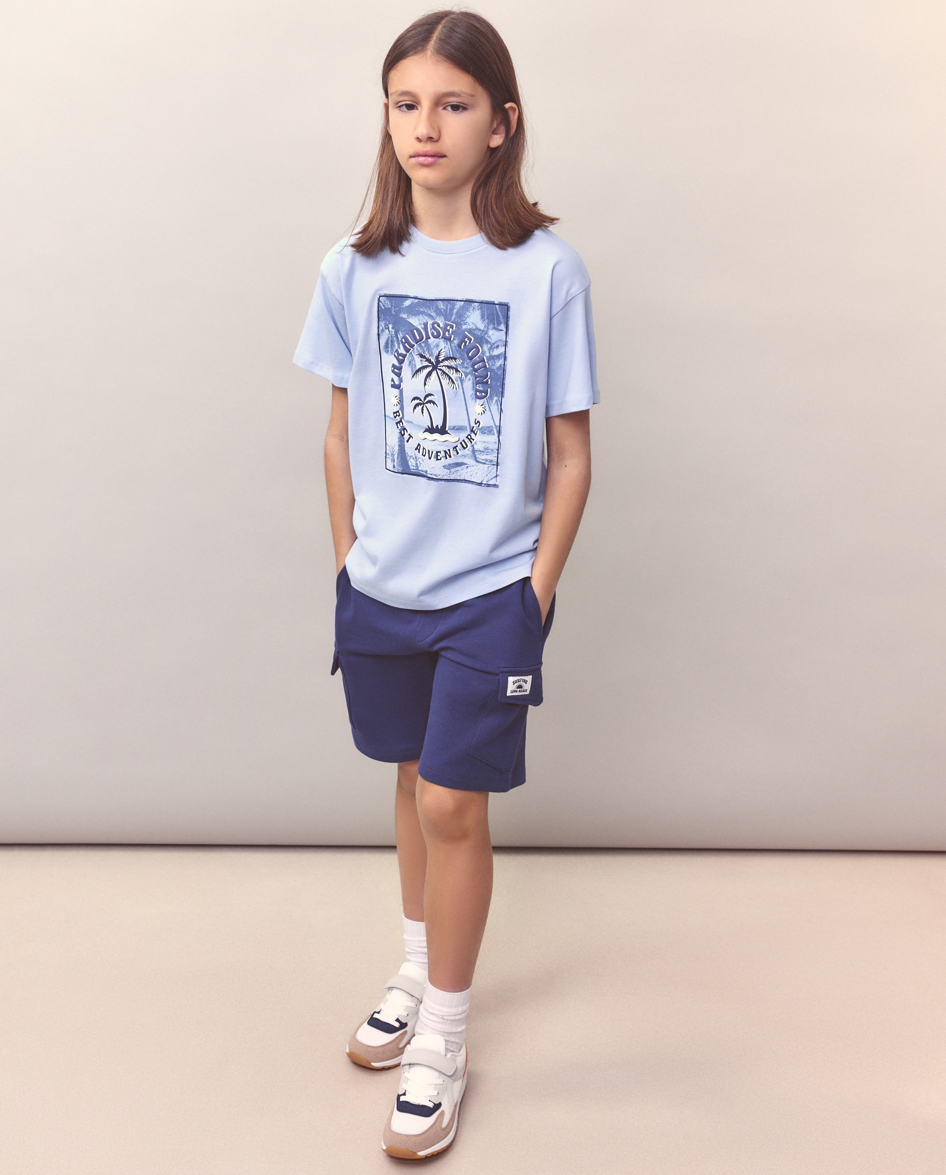 T-shirt de Manga Curta com Estampado Fotográfico Kids El Corte Inglés Azul-2