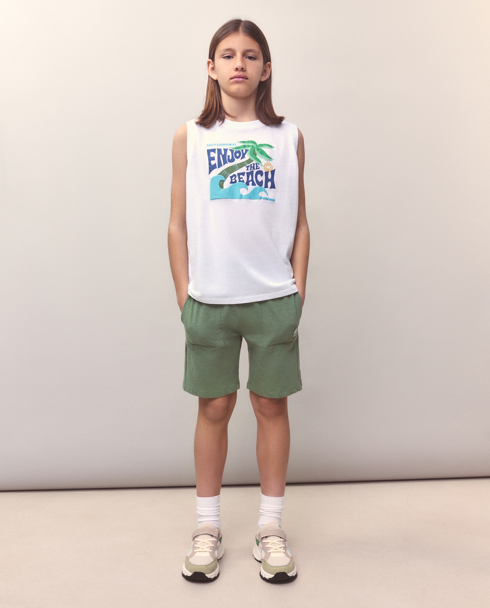 T-shirt sem Mangas com Estampado Desportivo Kids El Corte Inglés Branco-2