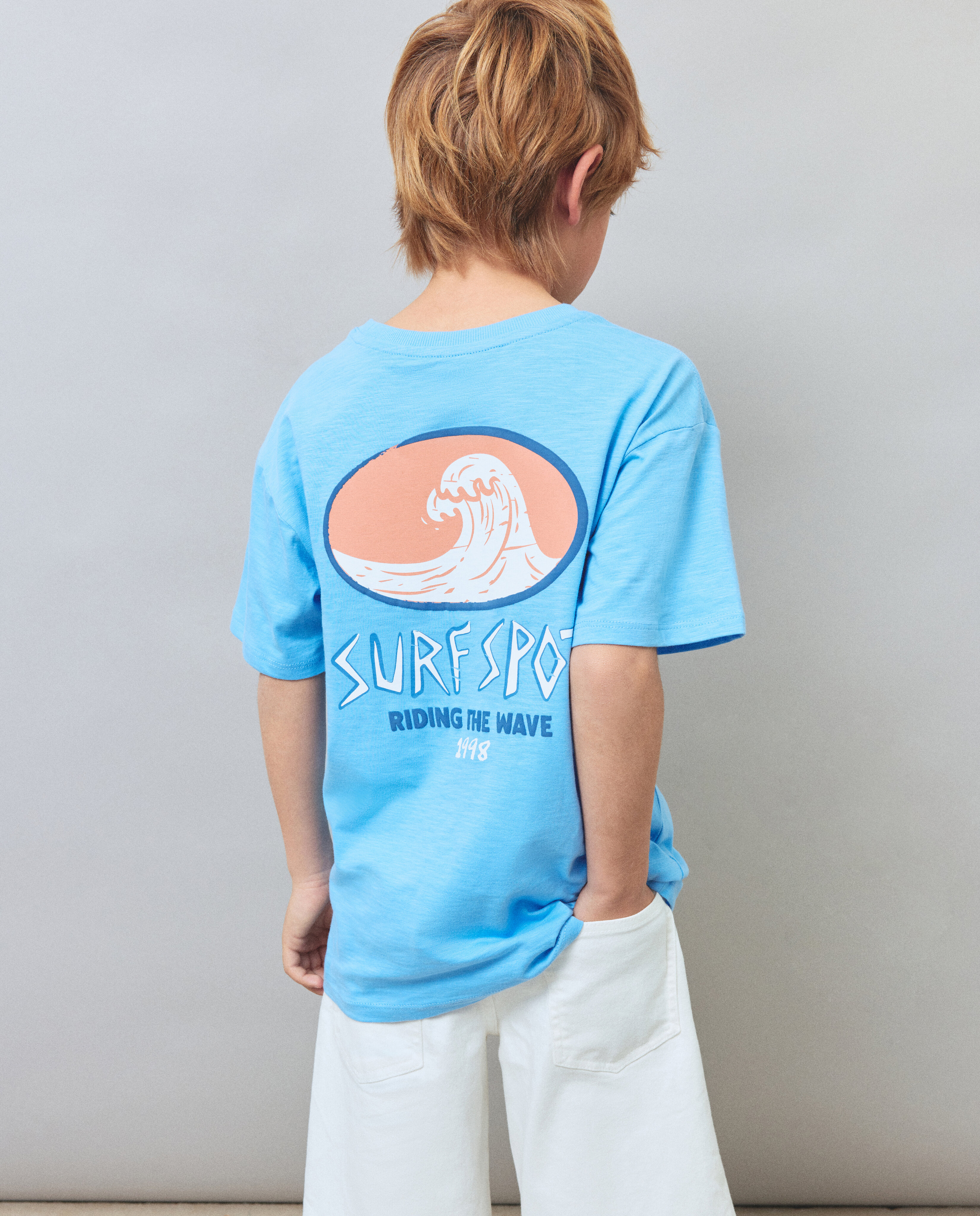 T-shirt de Manga Curta com Detalhes Puffing Kids El Corte Inglés Azul-3