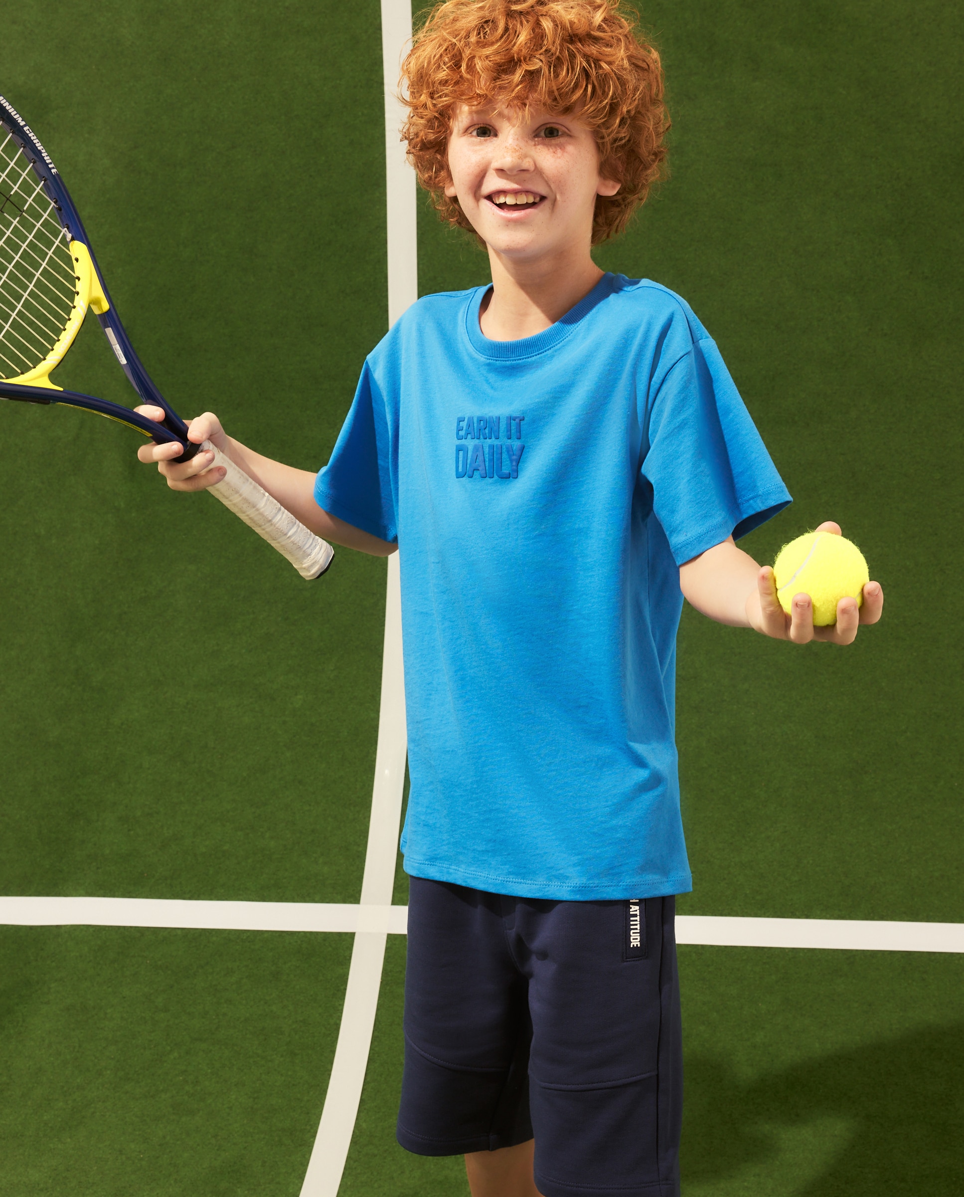 Camiseta manga corta high density texto de niño - Kids El Corte Inglés - Azul Azul-1