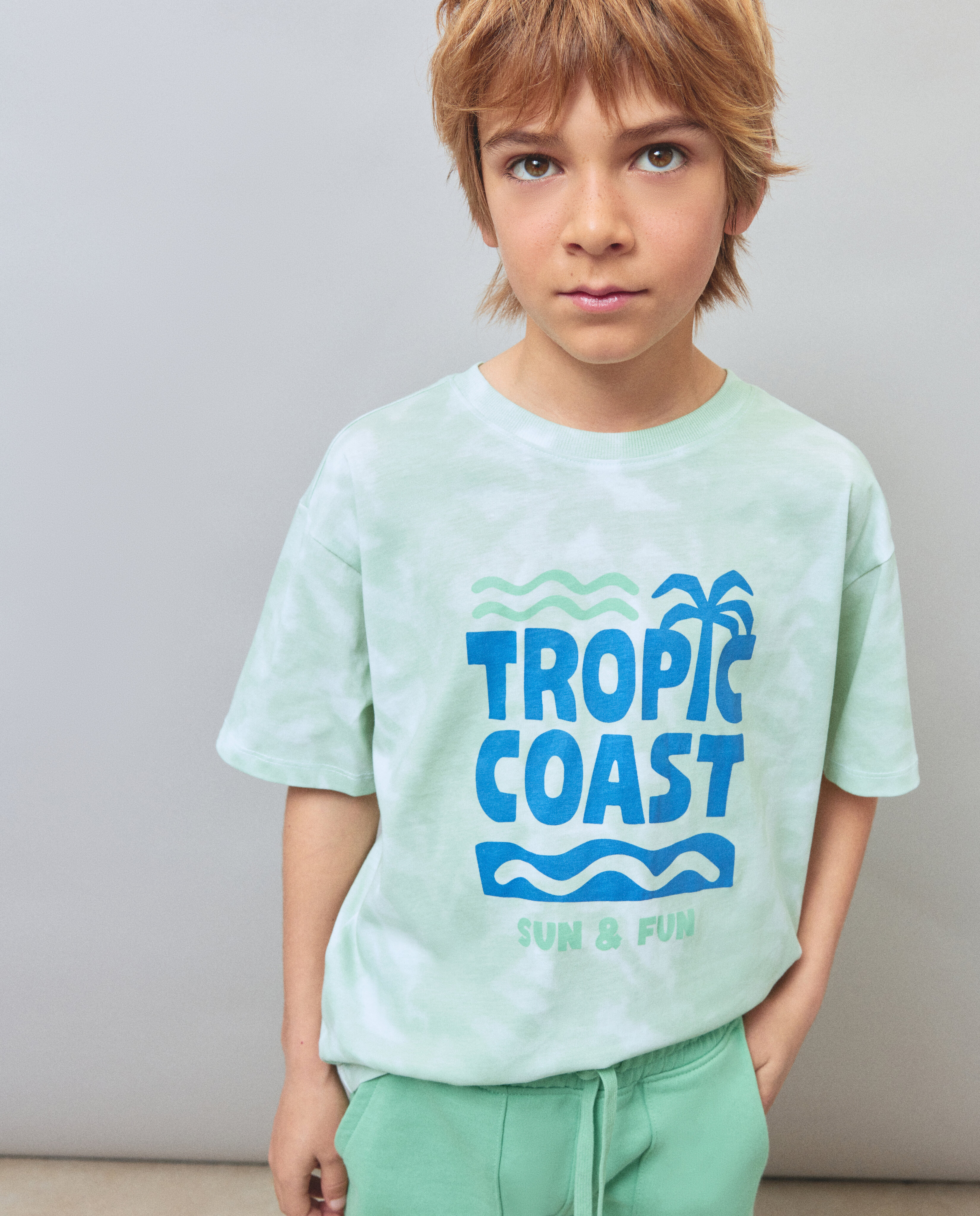 T-shirt de Manga Curta Tie Dye Kids El Corte Inglés Verde-1