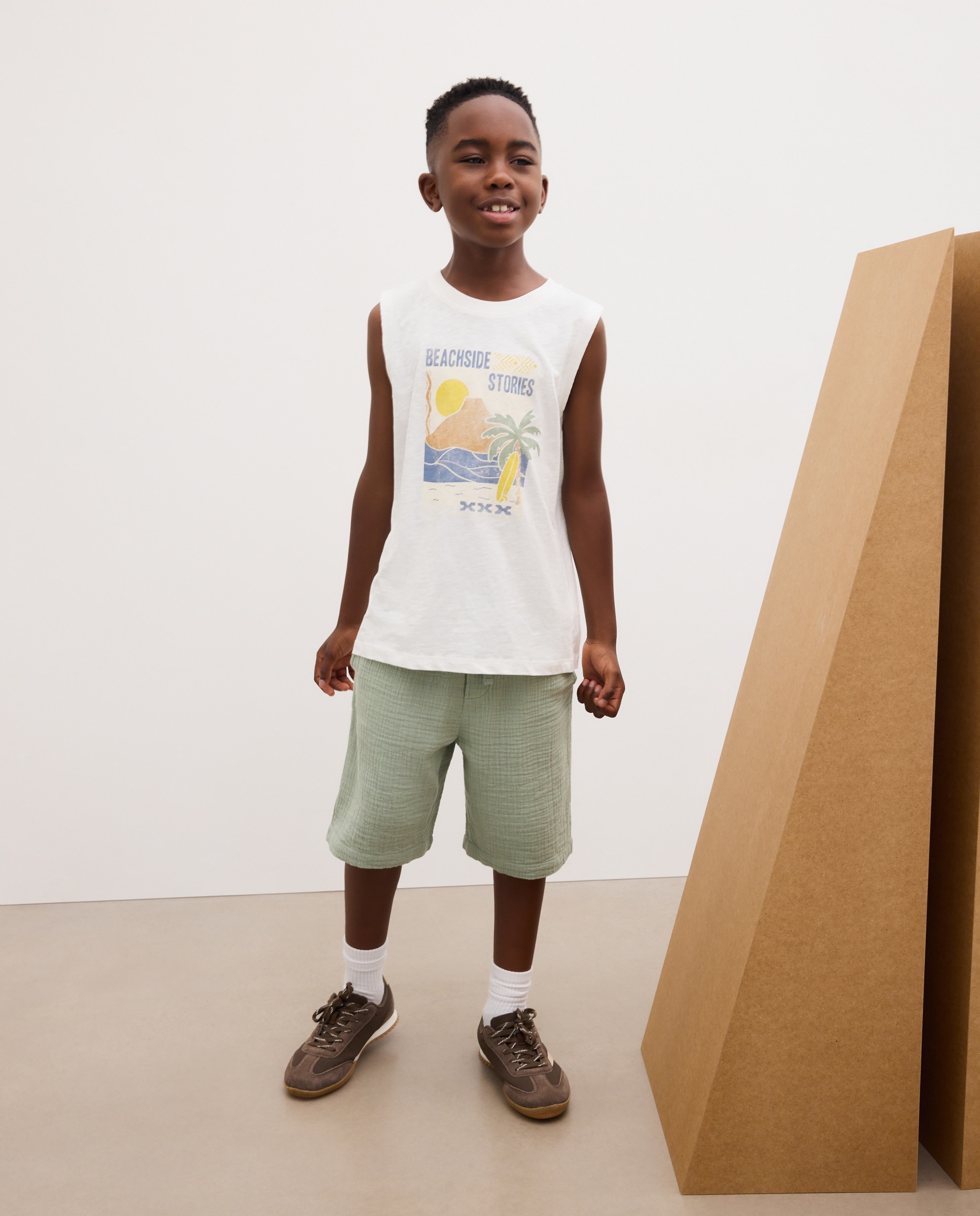T-shirt Básica sem Mangas com Estampado de Fantasia Branco-2