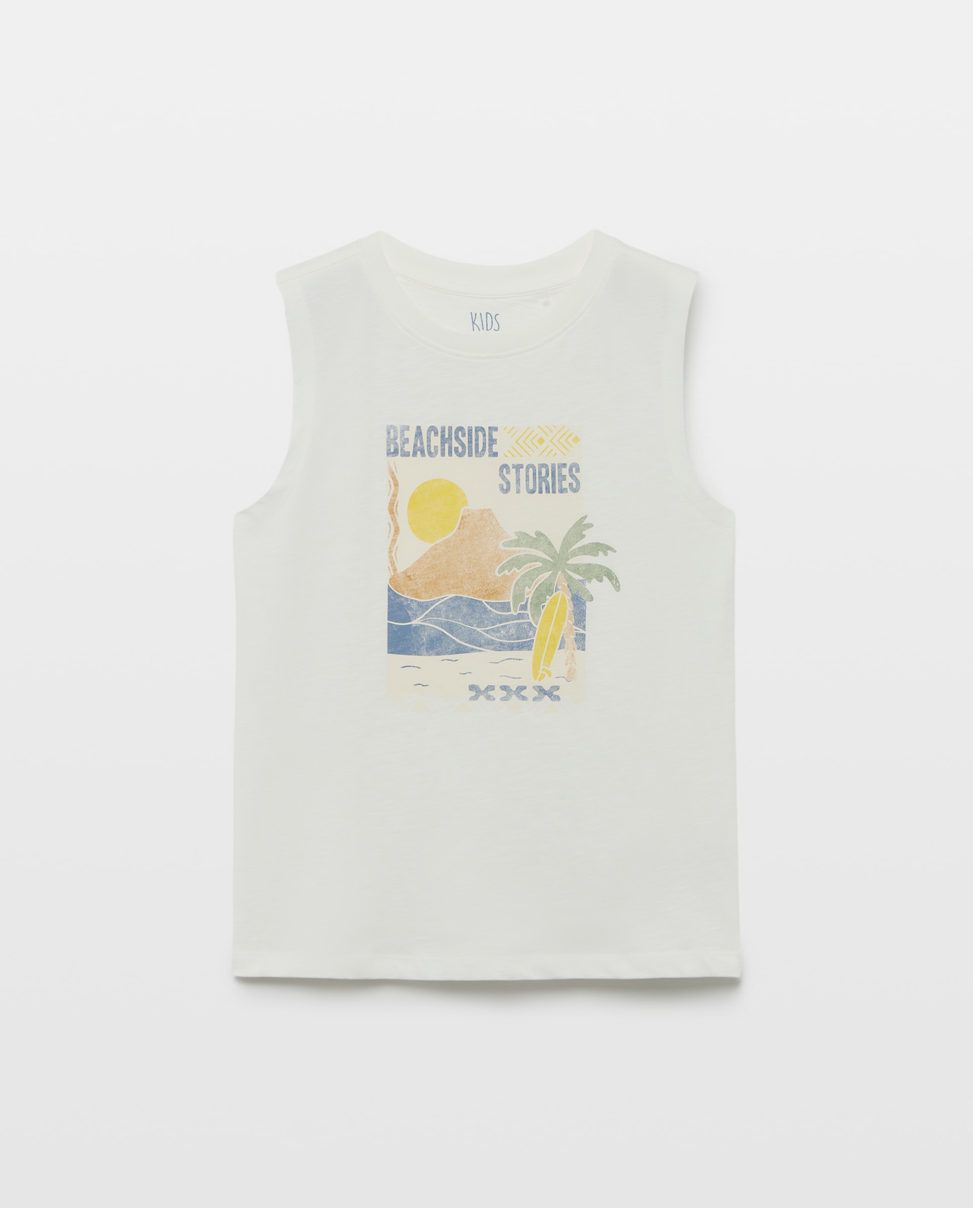 T-shirt Básica sem Mangas com Estampado de Fantasia Branco-4