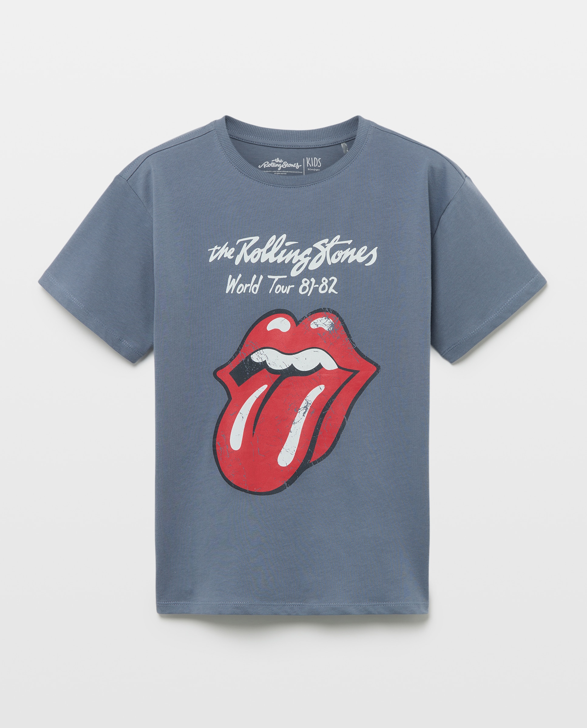 T-shirt de Manga Curta com Estampado Rolling Stones Azul-4
