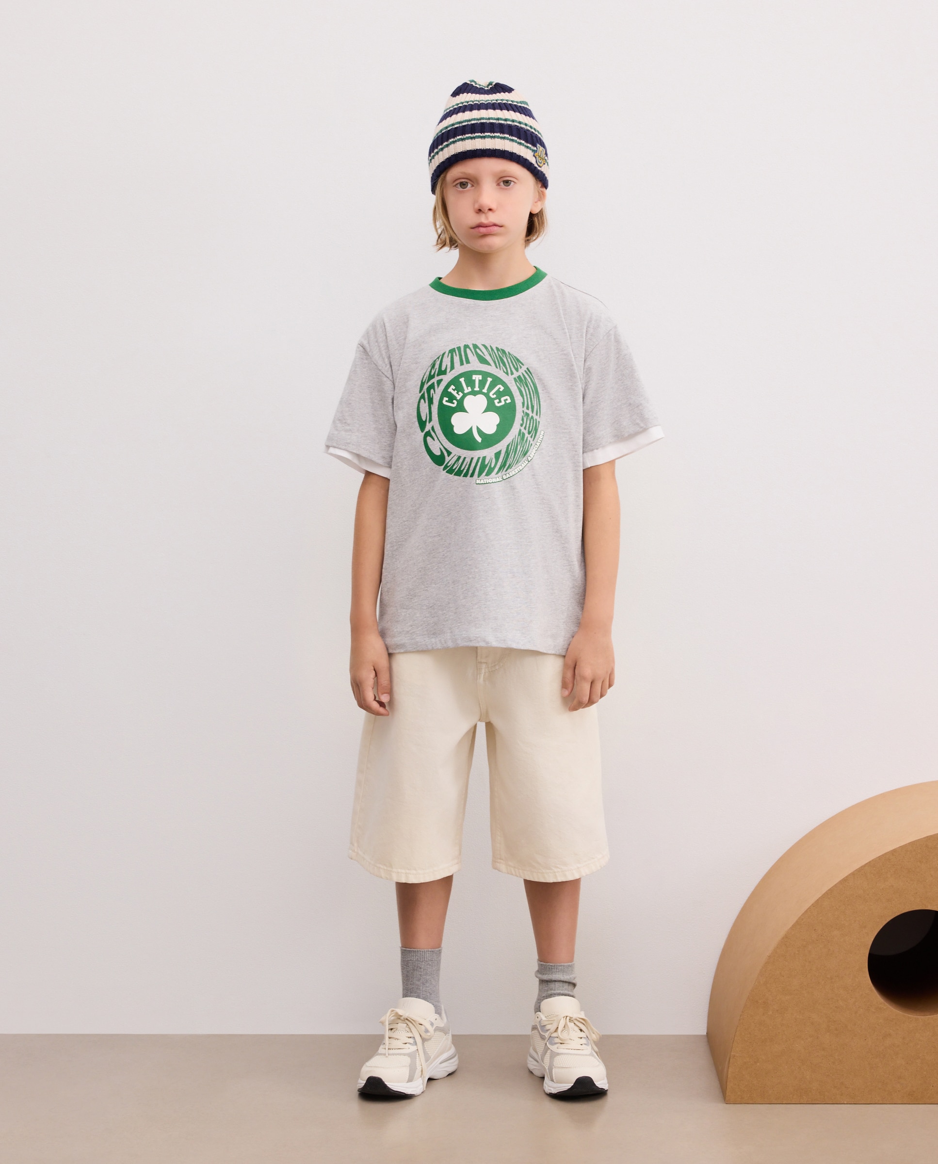 T-shirt de Decote Redondo com Manga Curta e Fantasia NBA Cinzento-2