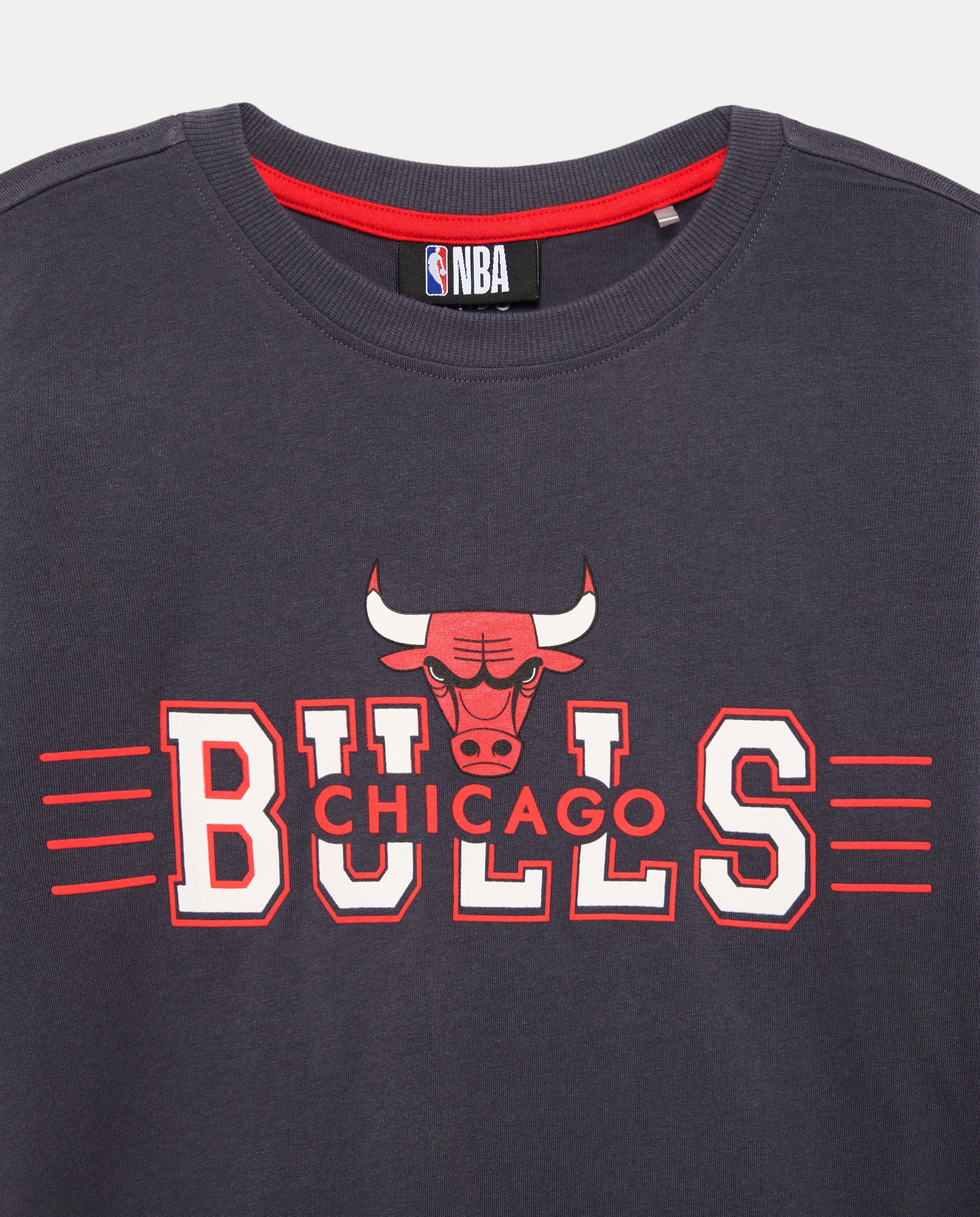 T-shirt de Decote Redondo com Manga Curta e Fantasia NBA Cinzento-5
