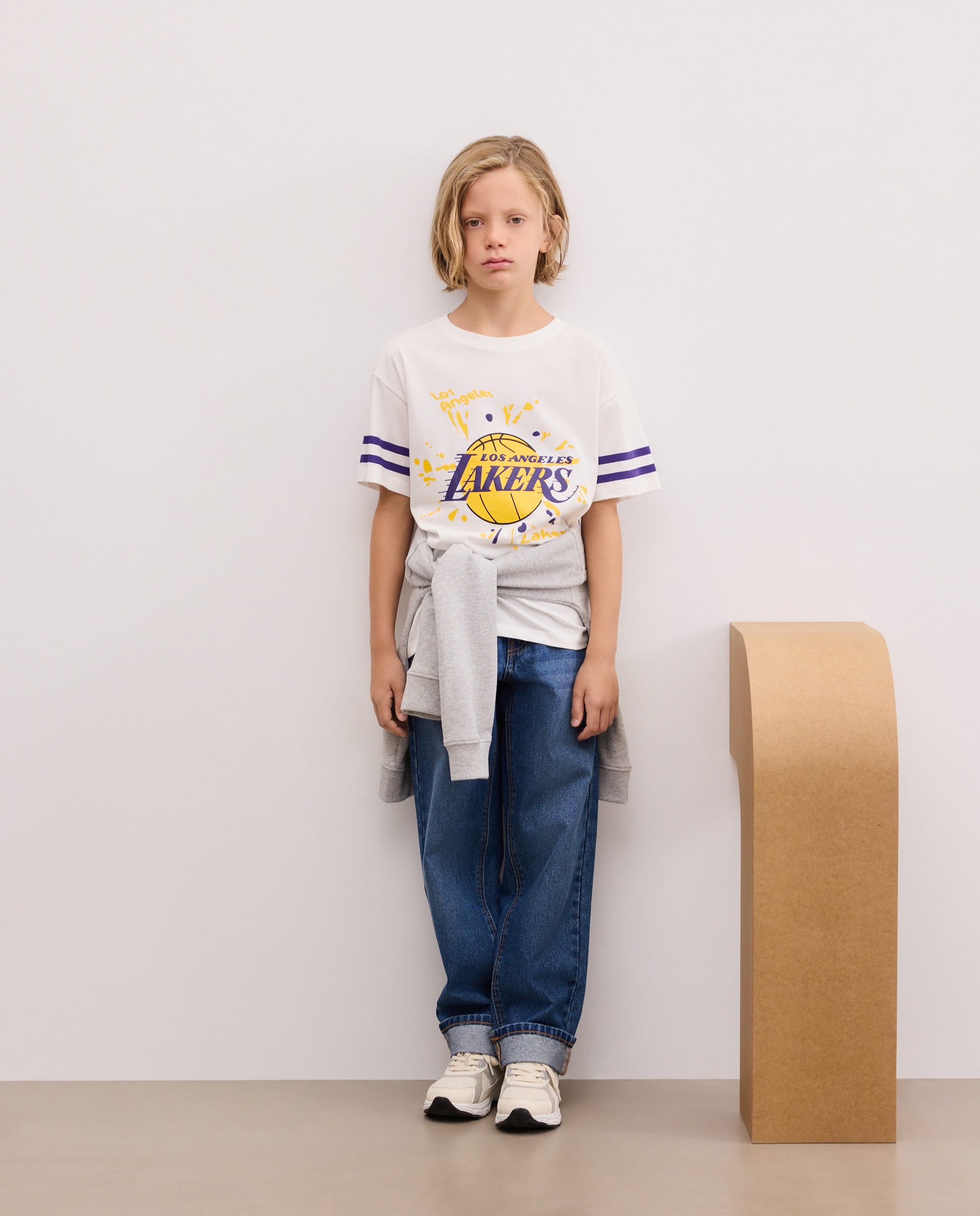 T-shirt de Decote Redondo com Manga Curta e Fantasia NBA Branco-2