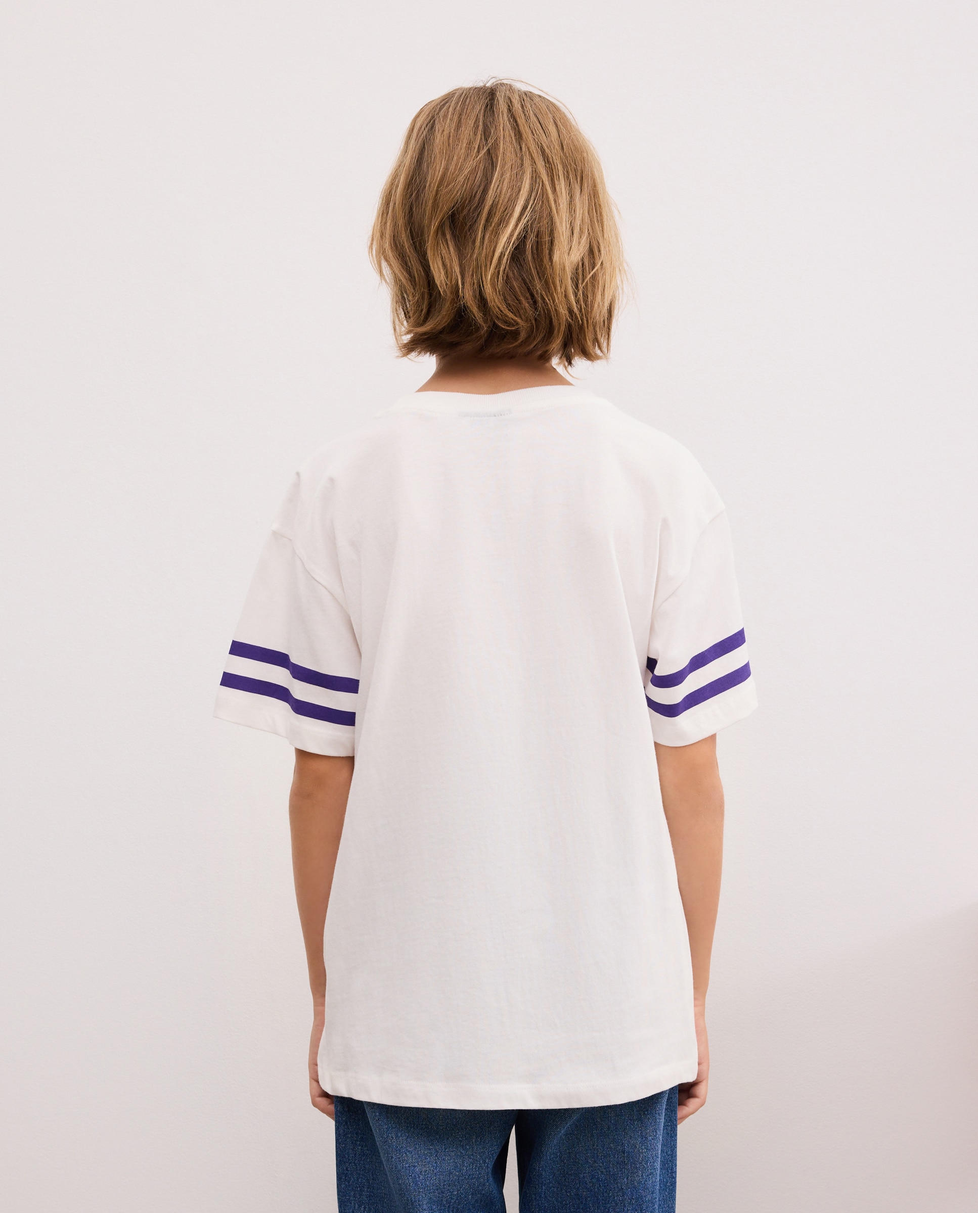 T-shirt de Decote Redondo com Manga Curta e Fantasia NBA Branco-3