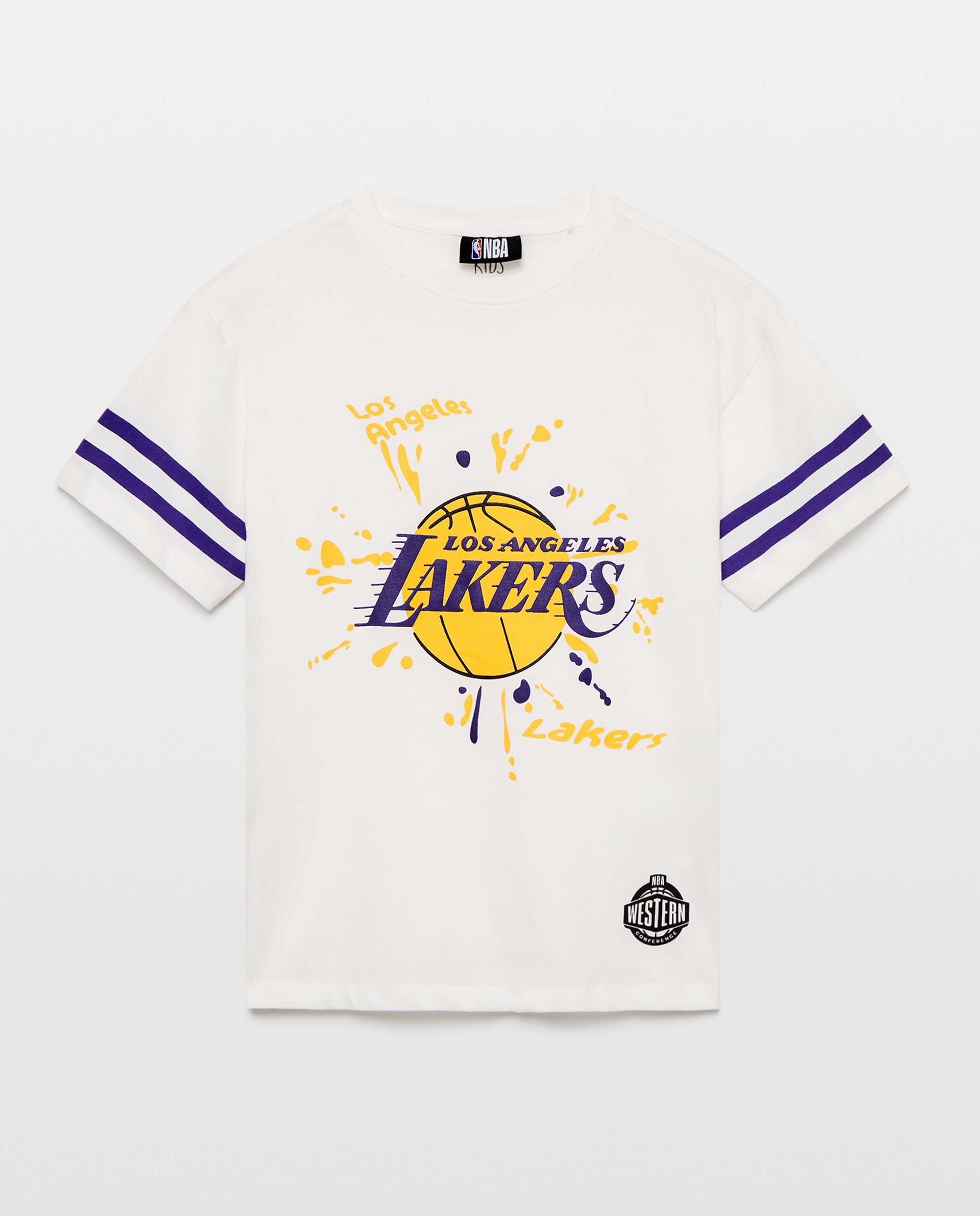 T-shirt de Decote Redondo com Manga Curta e Fantasia NBA Branco-4