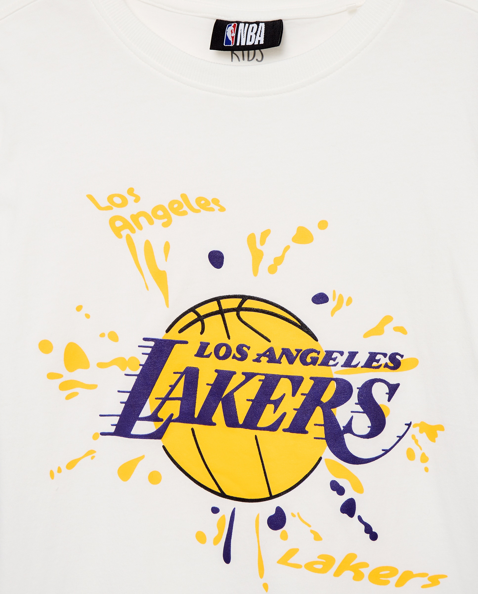 T-shirt de Decote Redondo com Manga Curta e Fantasia NBA Branco-5