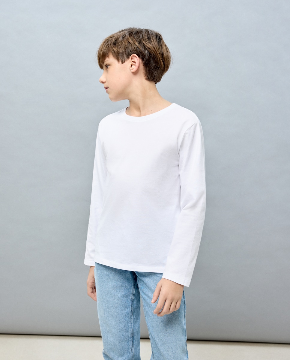 T-shirt com manga curta Branco-2