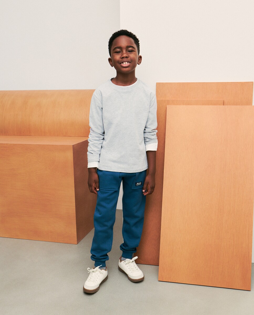 Camisola de Manga Comprida Lisa 820 Cinzento Médio-2