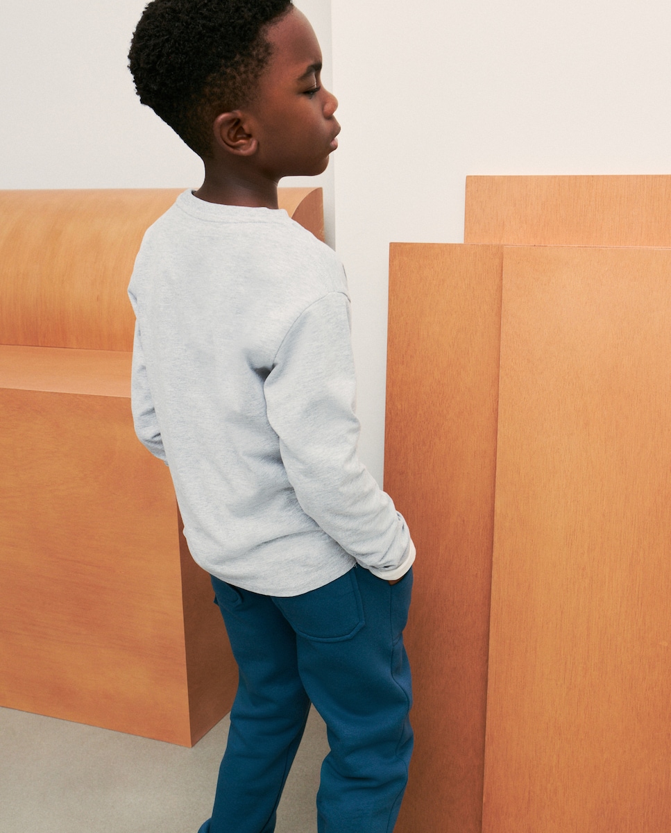 Camisola de Manga Comprida Lisa 820 Cinzento Médio-3