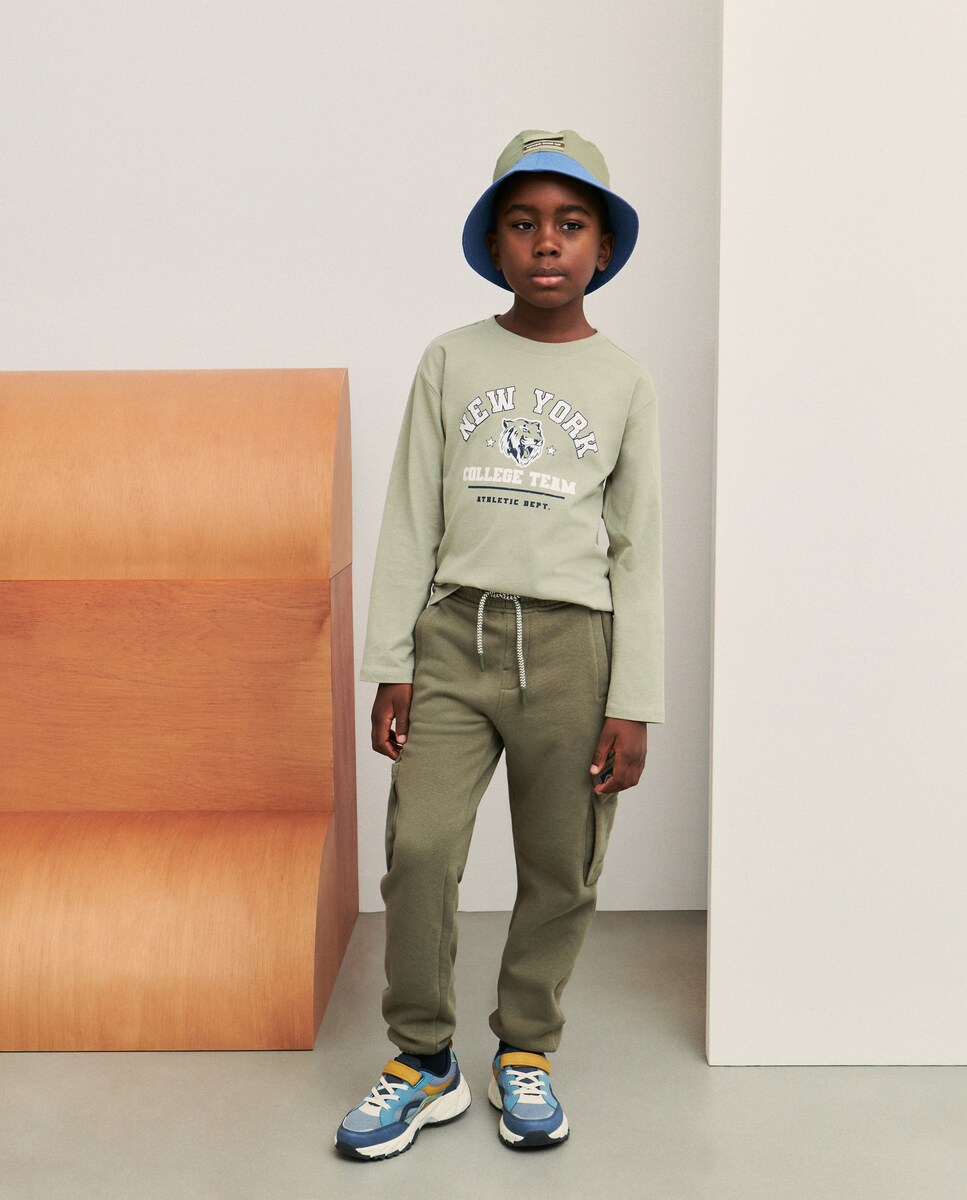 Camisola de Manga Comprida com Estampado Básico Verde-2