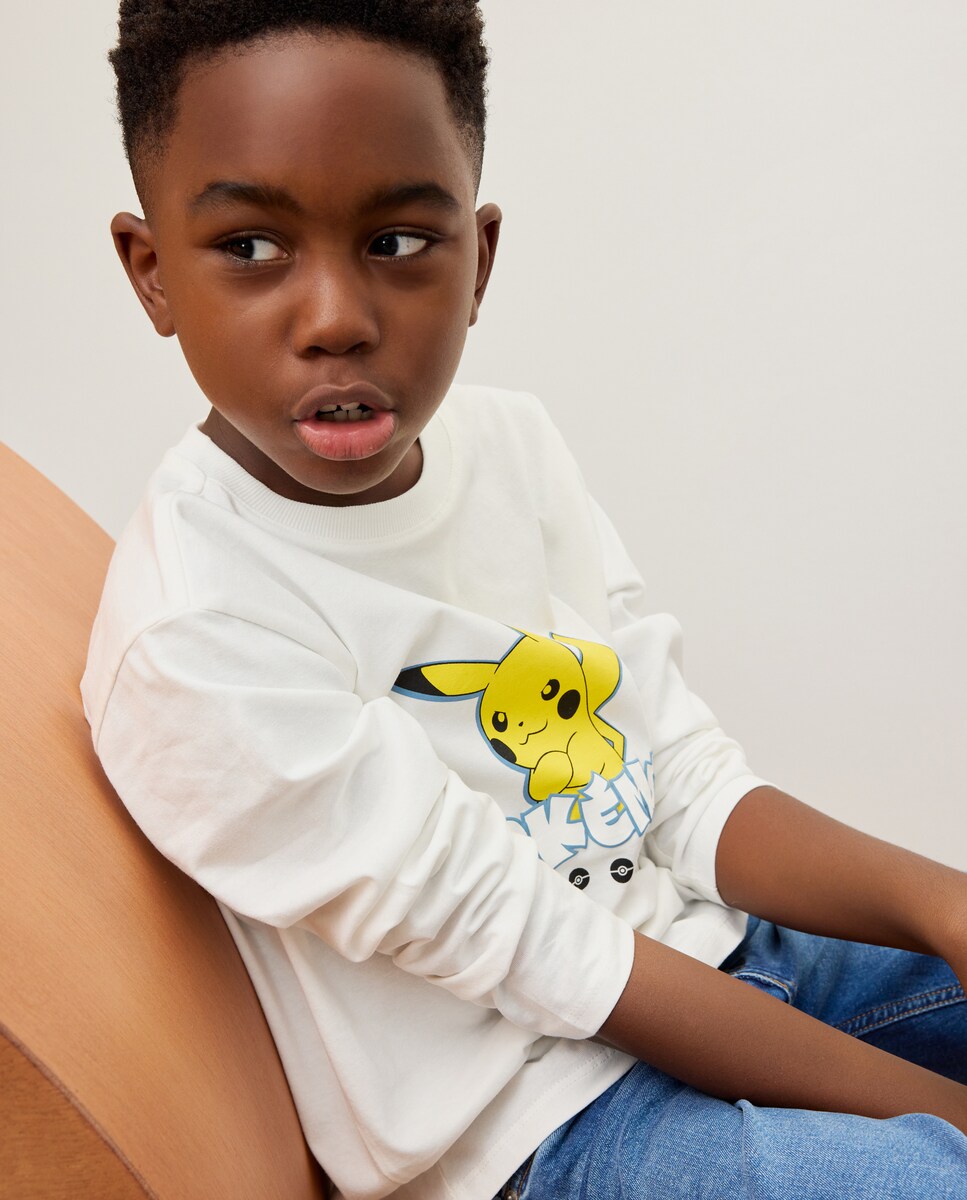 Camiseta Manga Larga Para Niños NAME IT Con Estampado Pokémon – 100% Algodón Orgánico, Cuello Redondo