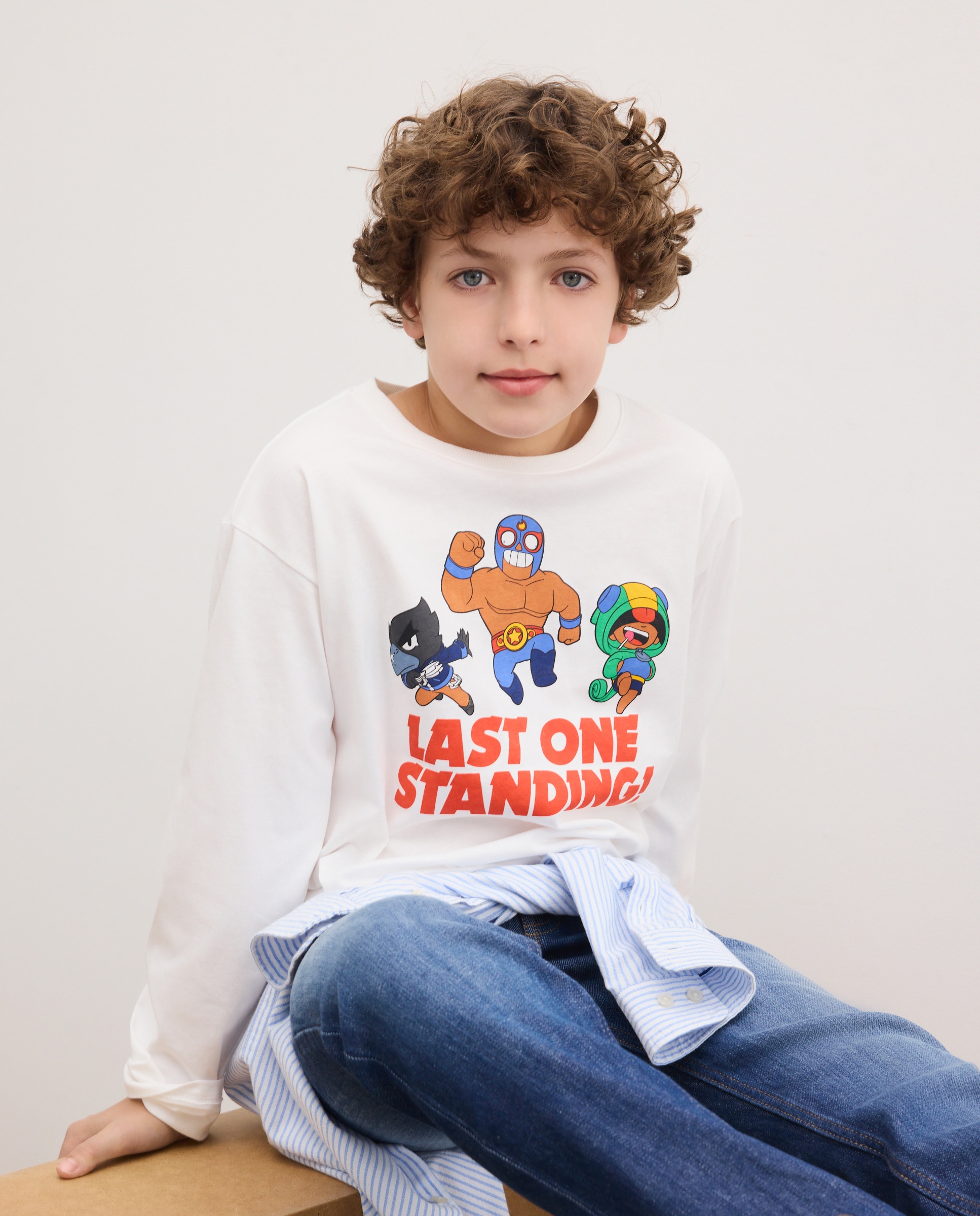 Camisola Básica com Manga Comprida e Estampado de Fantasia Brawl Stars Branco-2