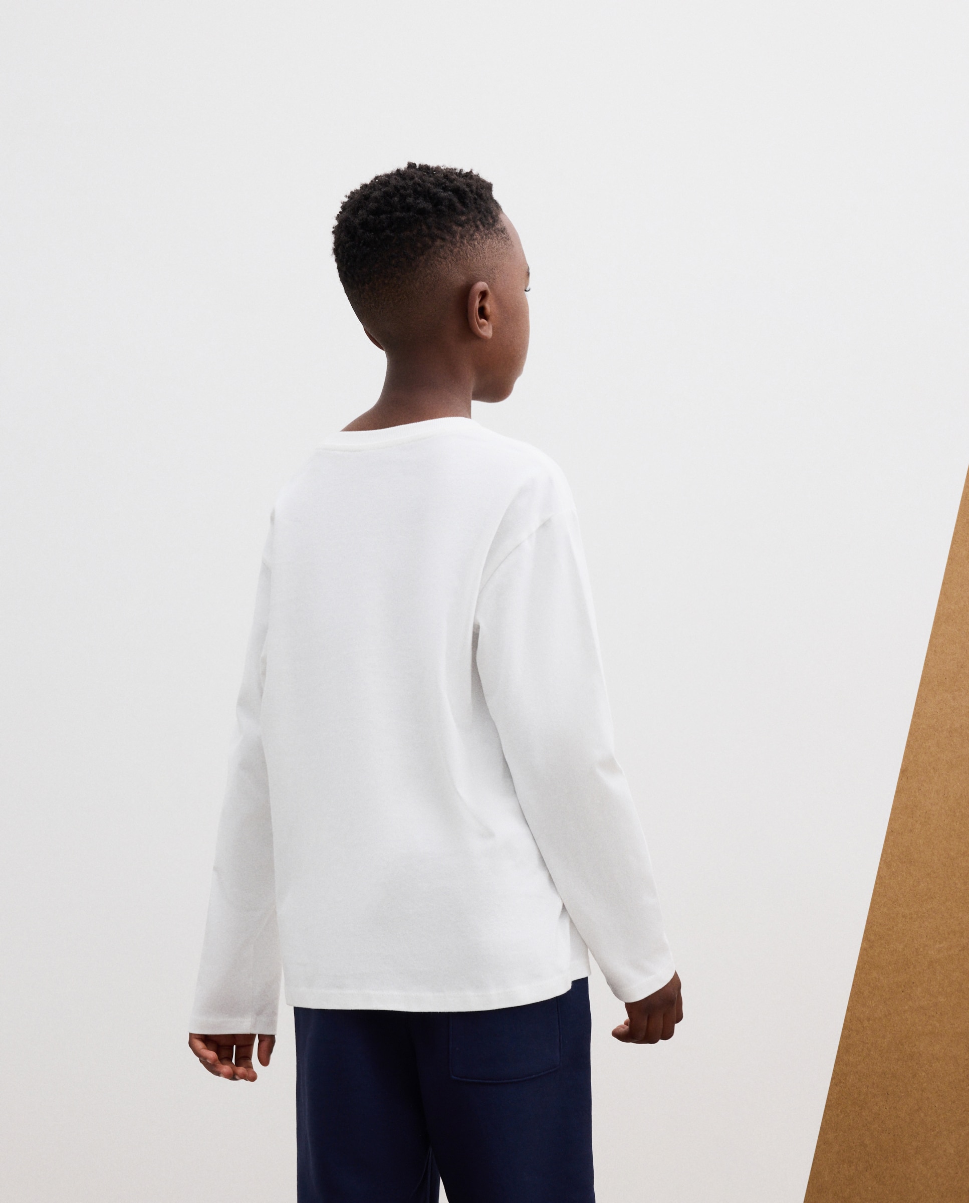 Camisola Básica Estampada com Manga Comprida Branco-3