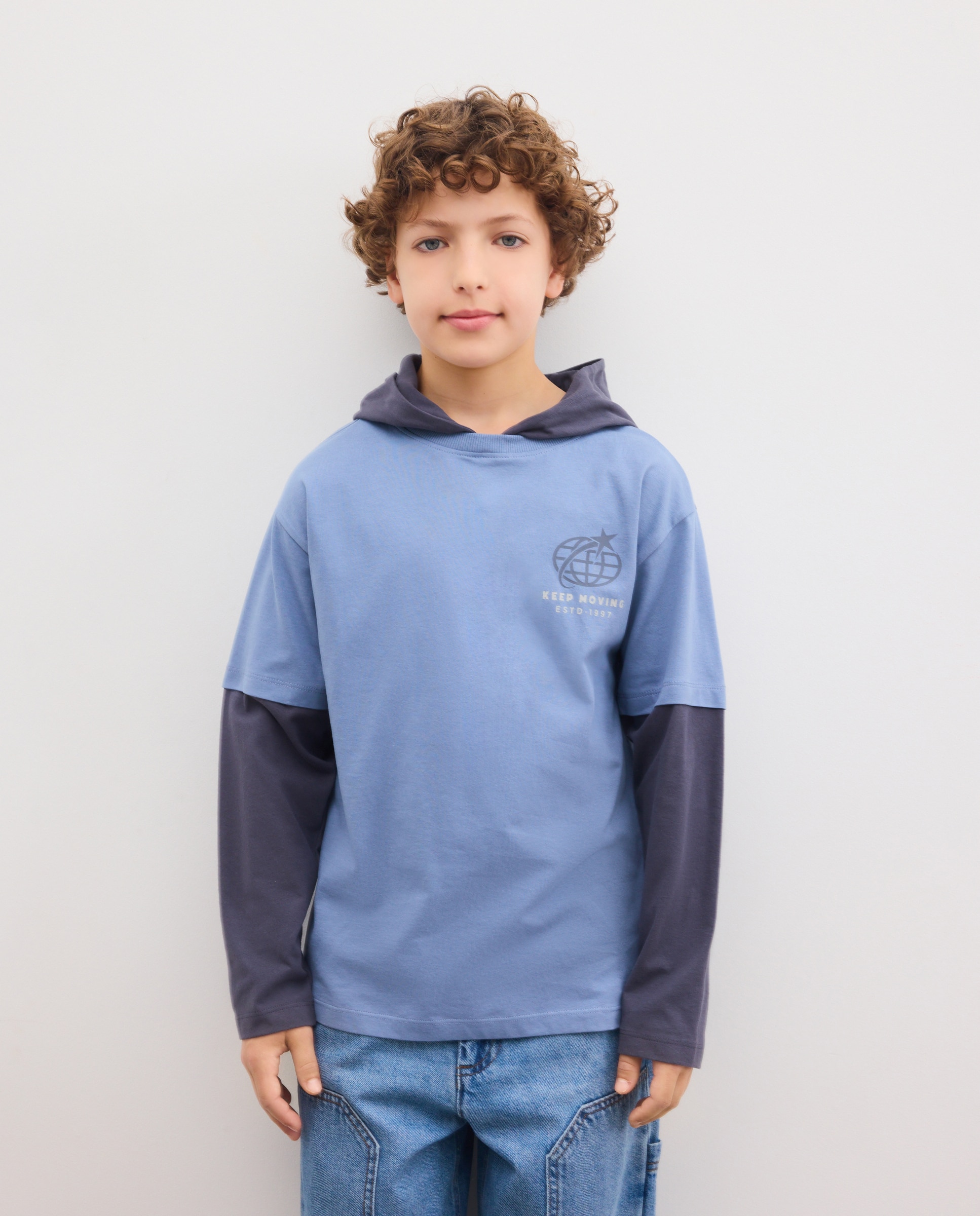 Imagen 0 de Camiseta manga larga con capucha de niño Azul