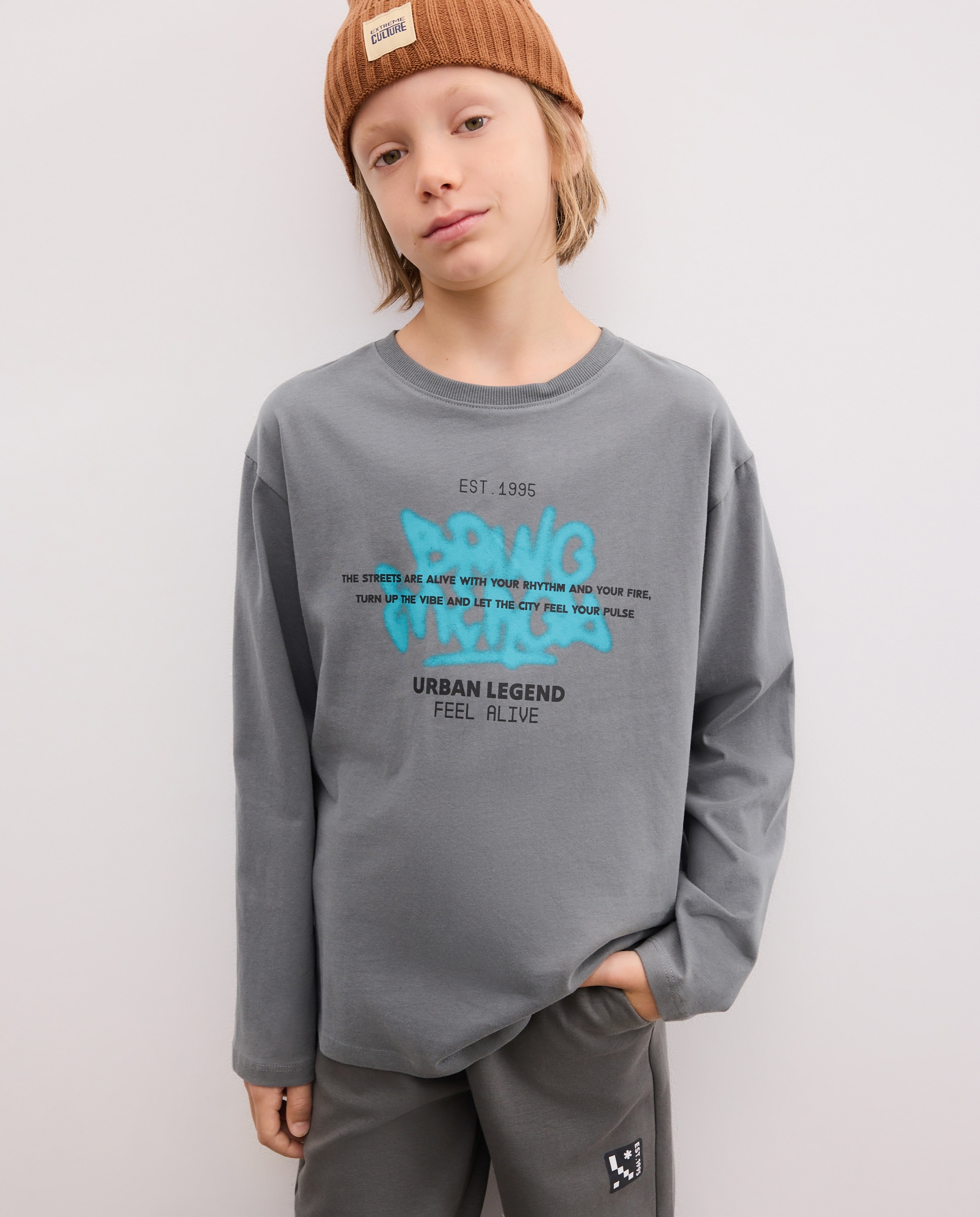Camiseta de niño cuello caja y manga larga con fantasía - Kids El Corte Inglés - Verde Verde-1