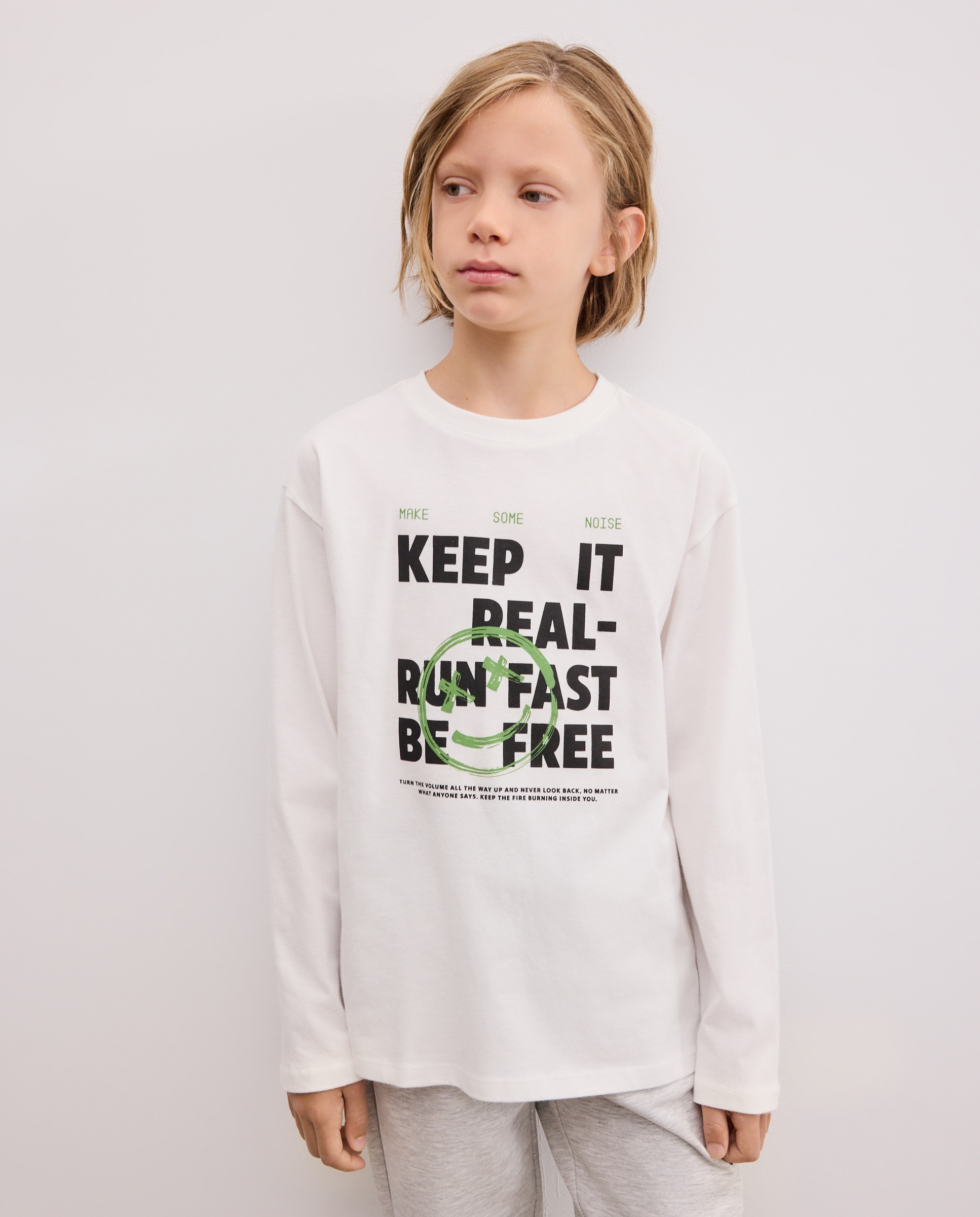 Camiseta de niño cuello caja y manga larga con fantasía - Kids El Corte Inglés - Blanco Blanco-1