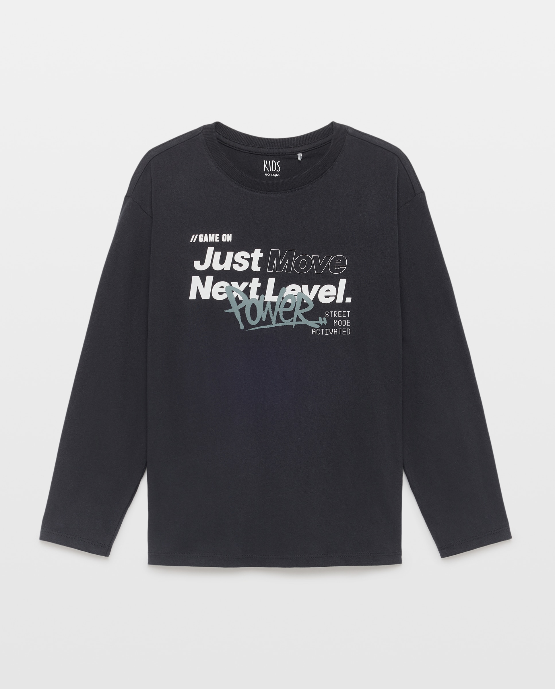 Camiseta de niño cuello caja y manga larga con fantasía - Kids El Corte Inglés - Negro Negro-4