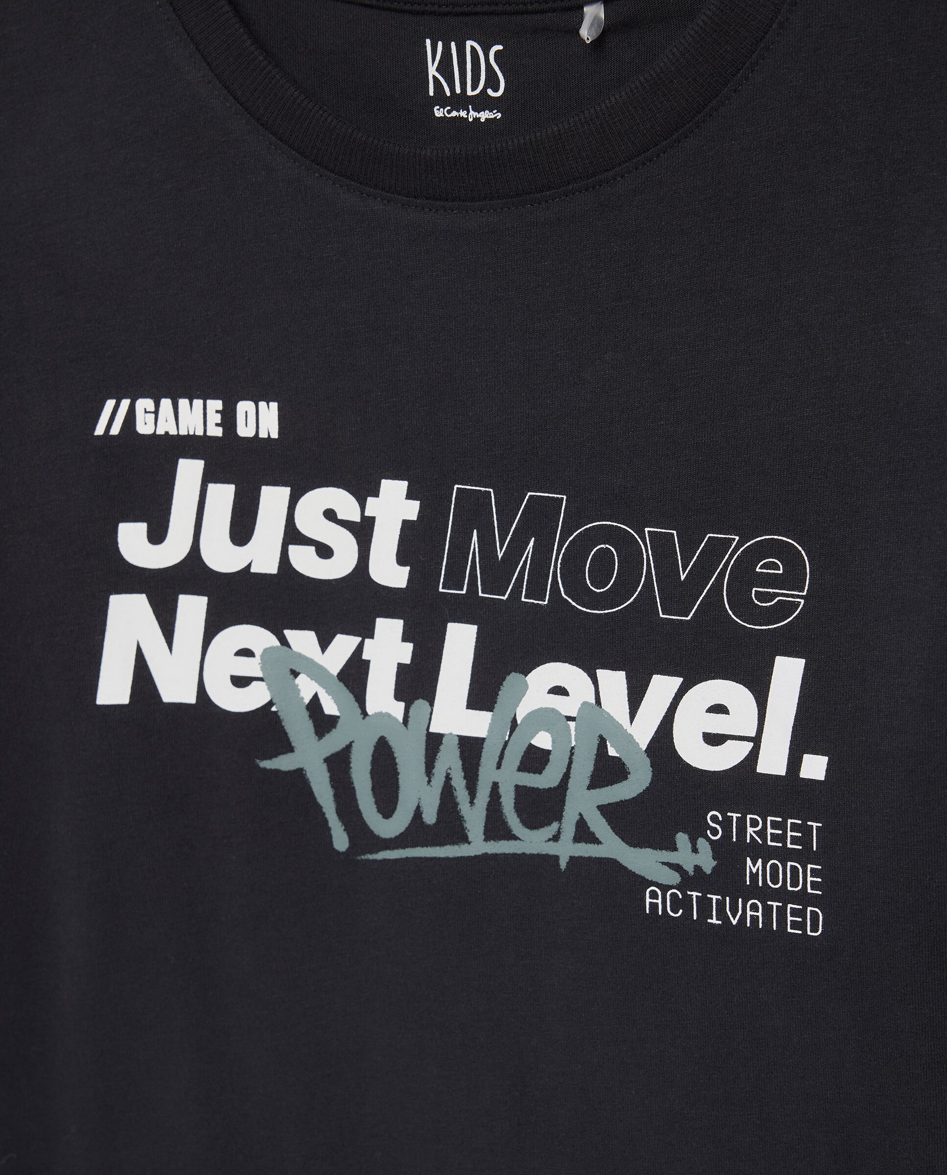 Camiseta de niño cuello caja y manga larga con fantasía - Kids El Corte Inglés - Negro Negro-5