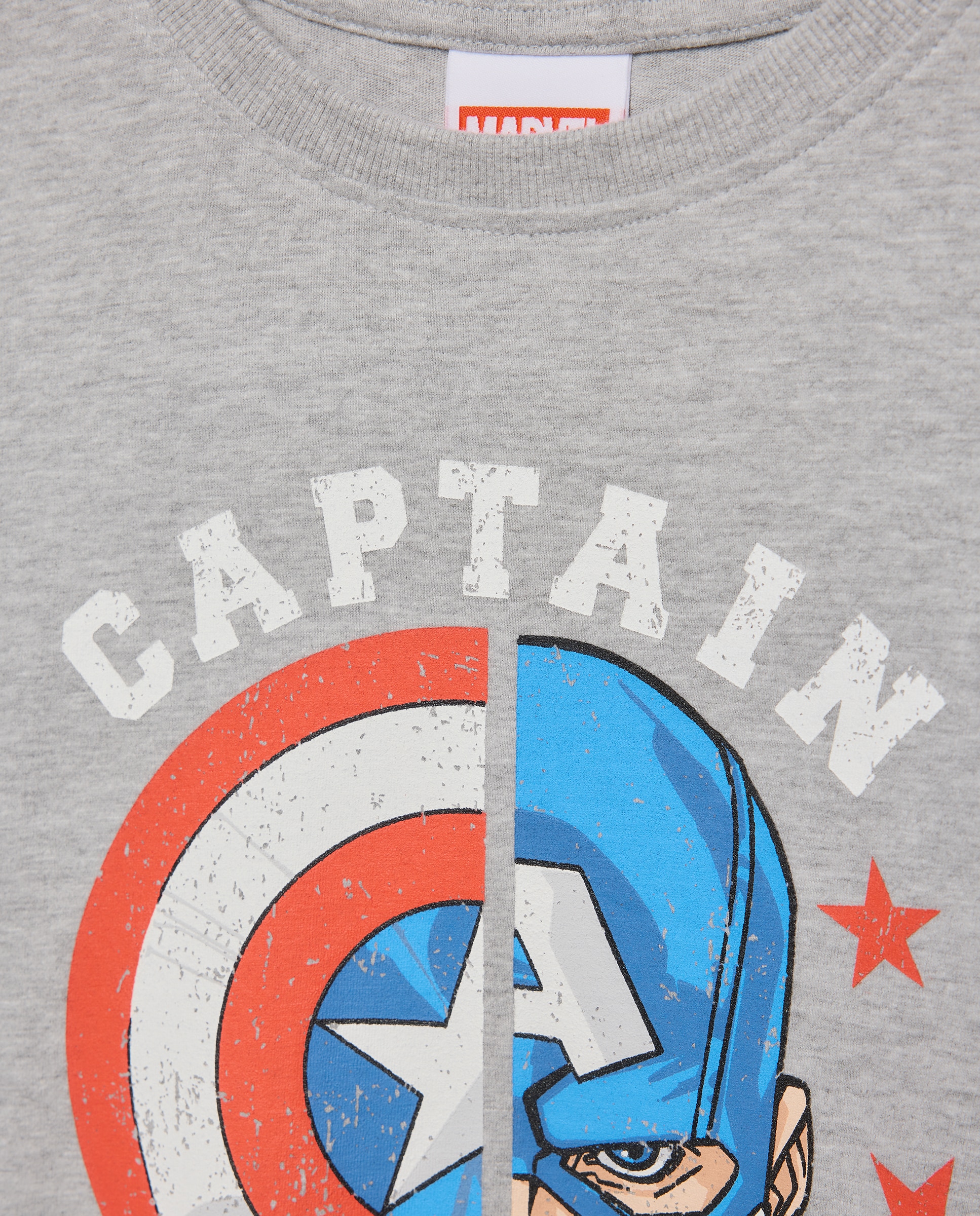 T-shirt de Criança de Decote Redondo e Manga Comprida com Estampado Fantasia CAPITÃO AMÉRICA Cinzento-5