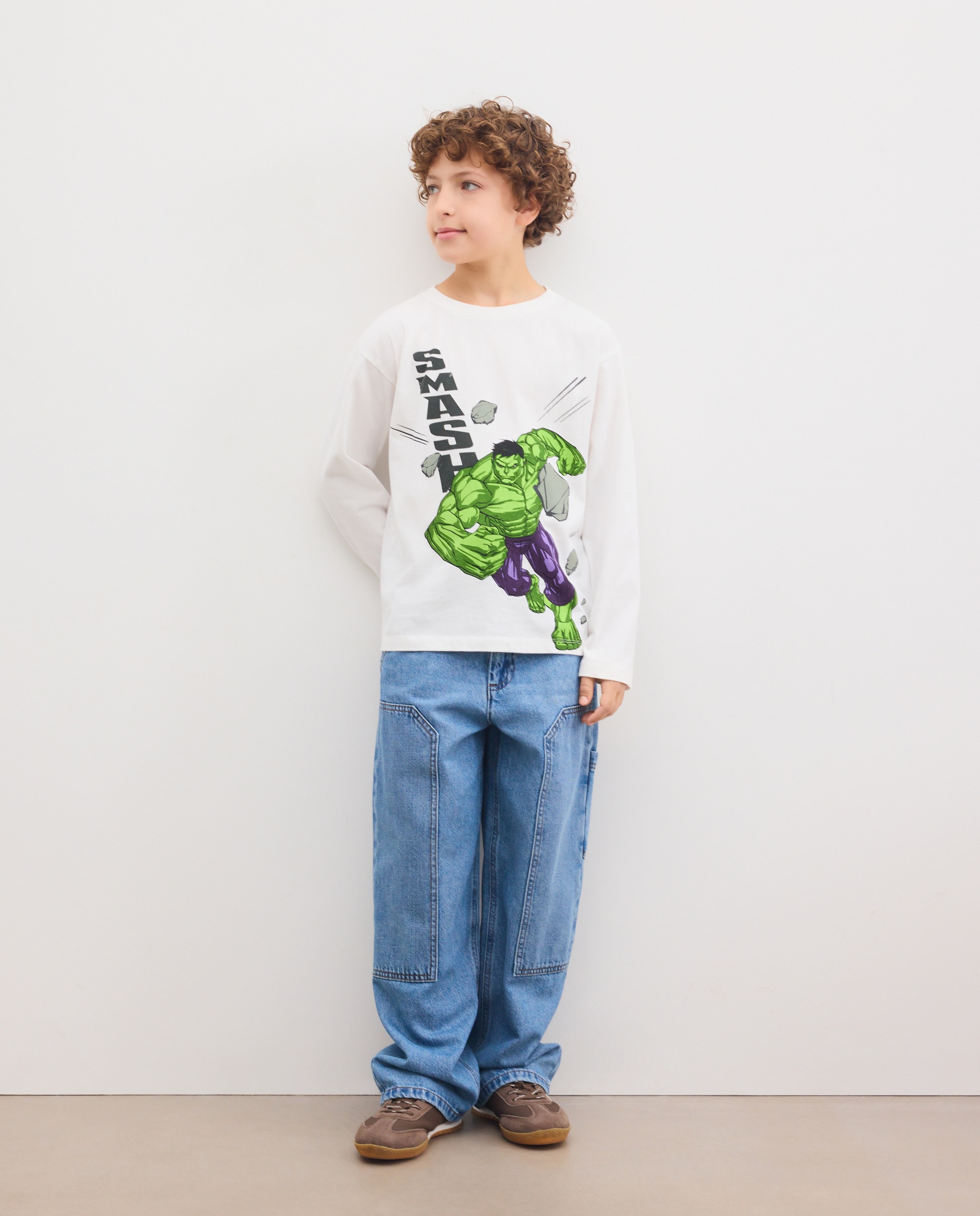 Imagem 0 de T-shirt com Decote Redondo e Manga Comprida com Estampado Fantasia HULK de Criança