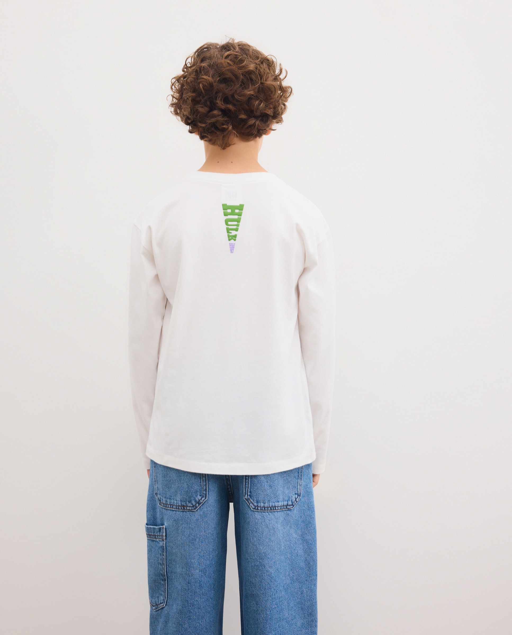 T-shirt com Decote Redondo e Manga Comprida com Estampado Fantasia HULK de Criança Branco-3