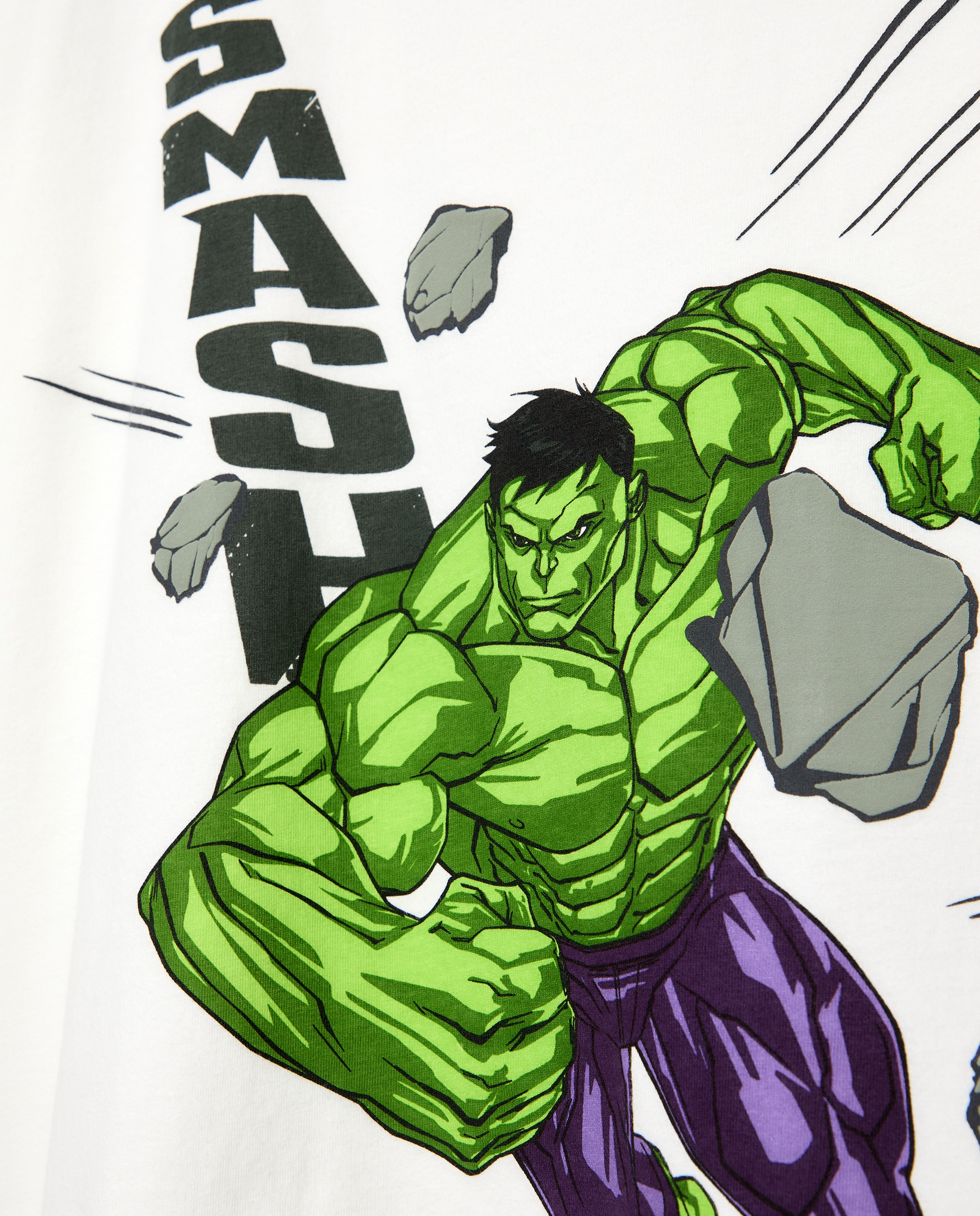 T-shirt com Decote Redondo e Manga Comprida com Estampado Fantasia HULK de Criança Branco-5