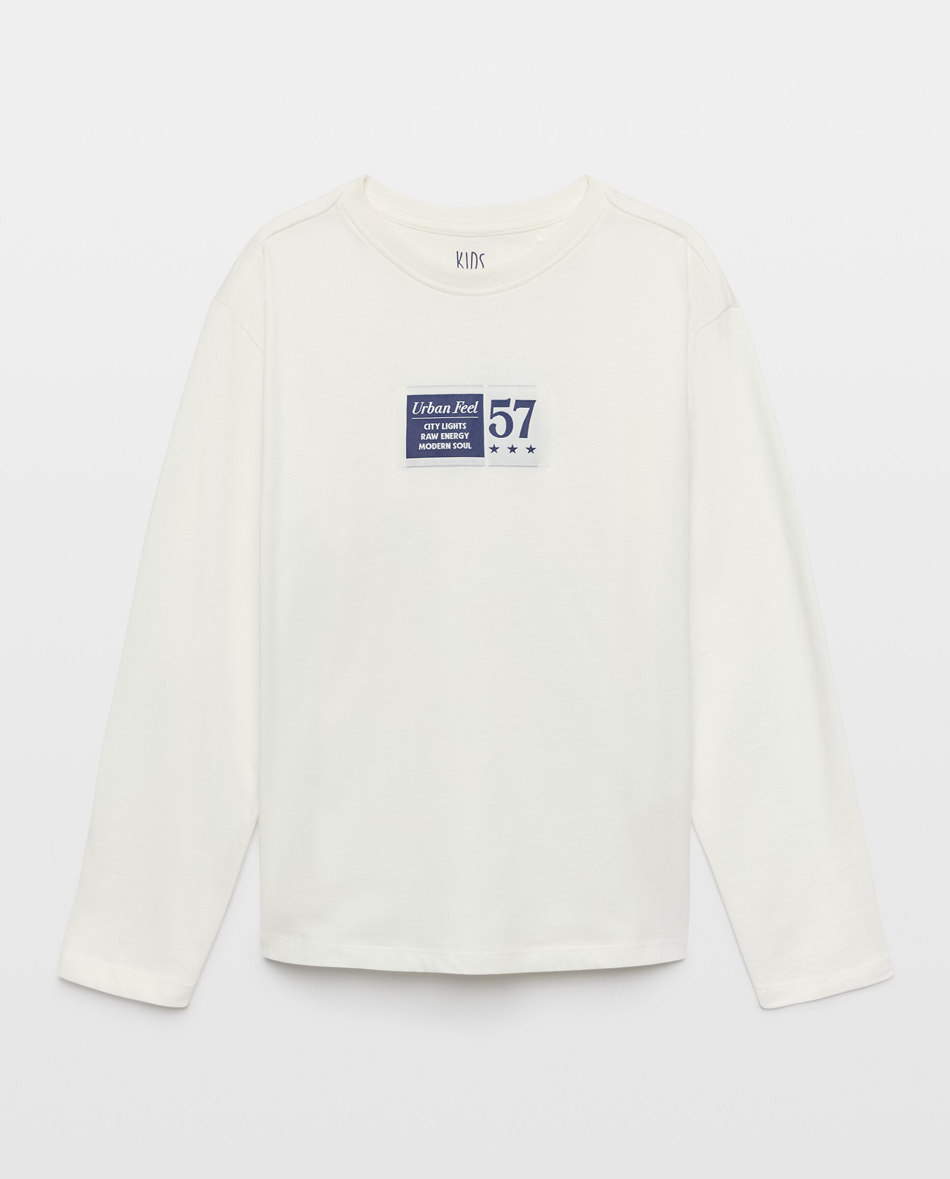 Camiseta cuello caja y manga larga de niño - Kids El Corte Inglés - Blanco Blanco-1