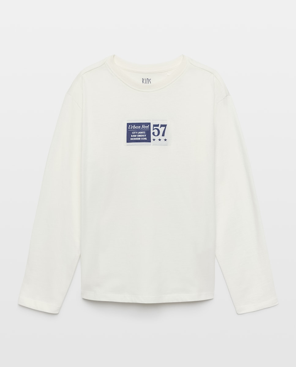 Imagen 0 de Camiseta cuello caja y manga larga de niño Blanco